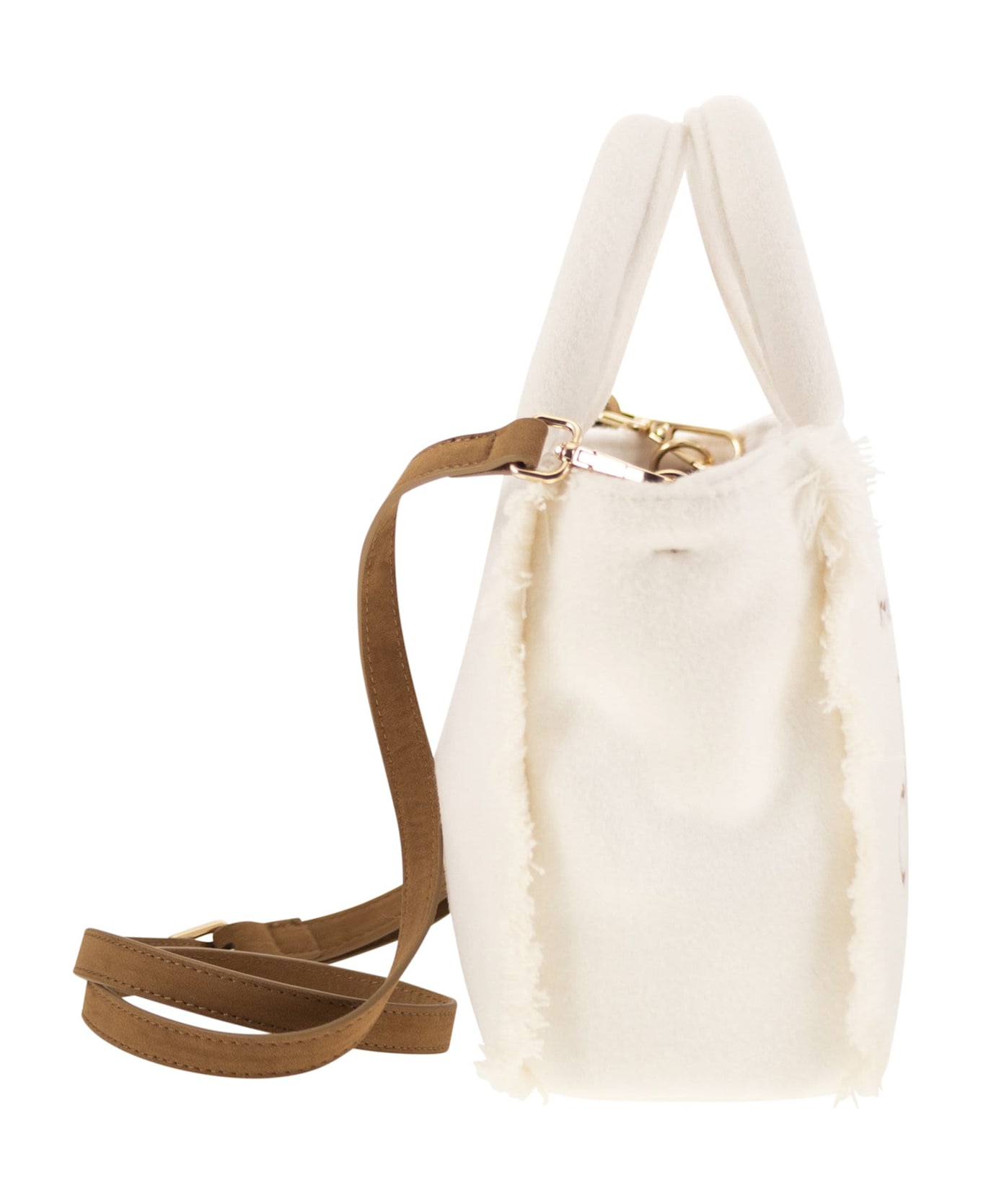 MC2 Saint Barth Wooly Mini Vanity Bag With Fringes - White