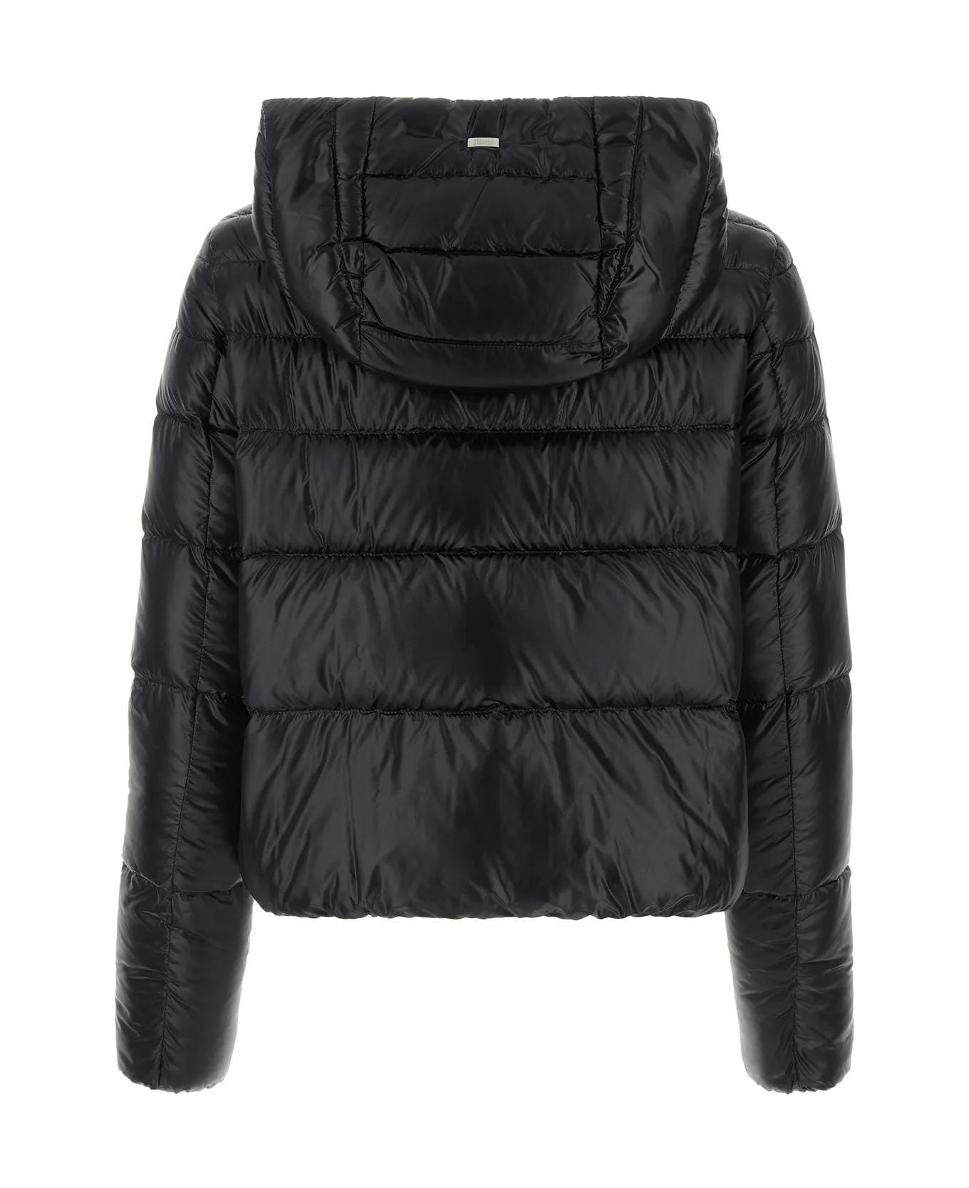 ダウンジャケット・コート HERNO Long Black Nylon Down Jacket (PI1283DIC 12017Z9300) A-SHAPE JACKET IN NYLON ULTRALIGHT, CASHMERE AND SILK in