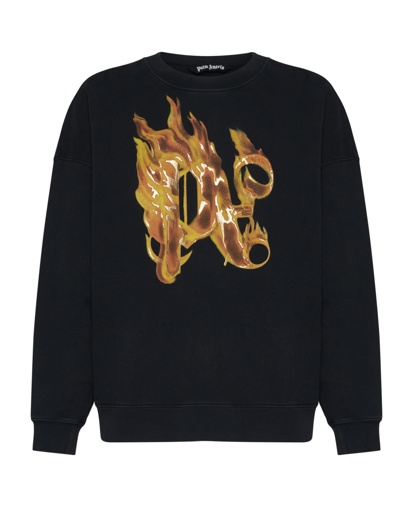 Palm Angels Sweatshirt With Front Monogram Burining - Black gold フリース