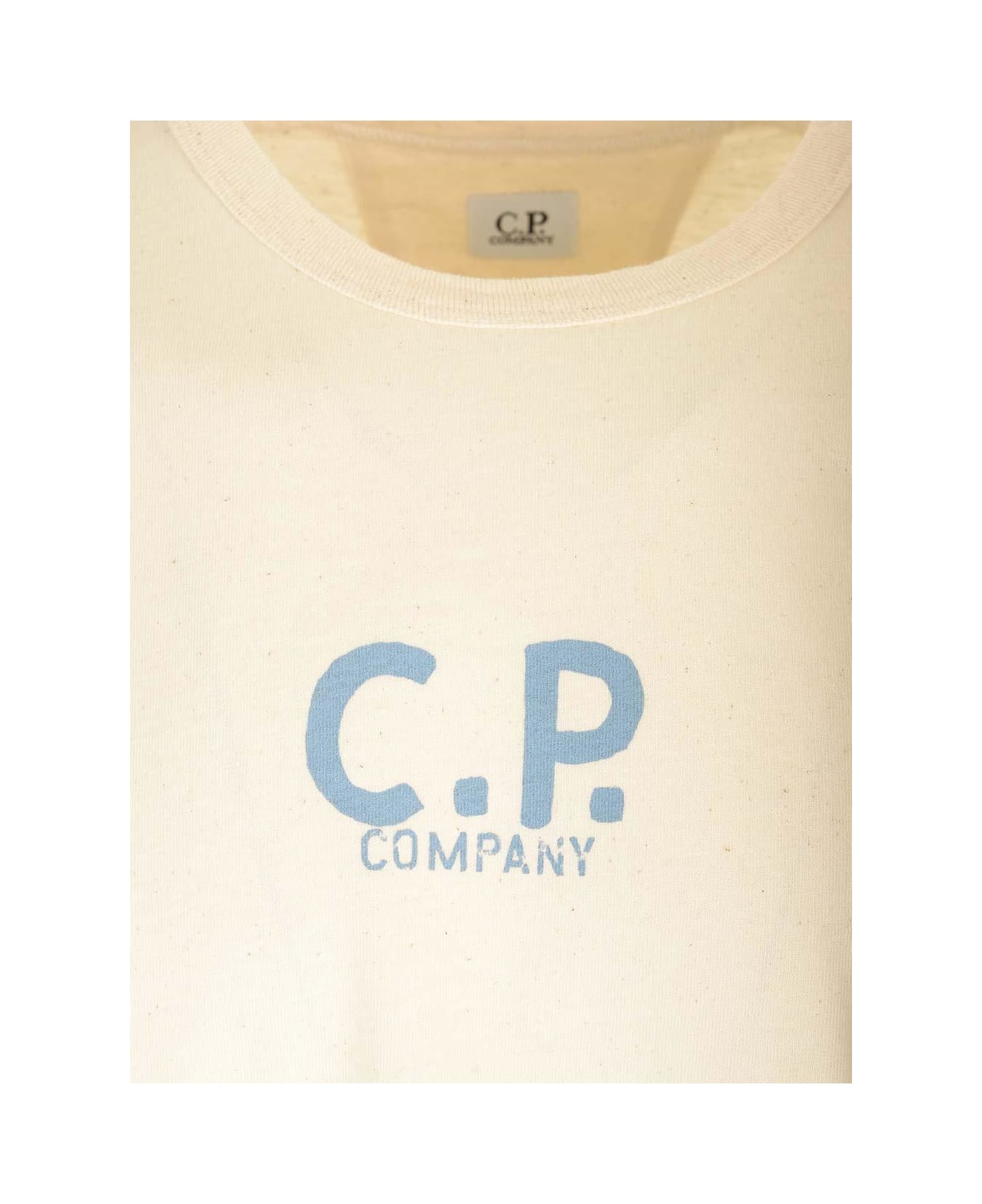 C.P. Company Logo Printed Crewneck T-shirt - NEUTRALS