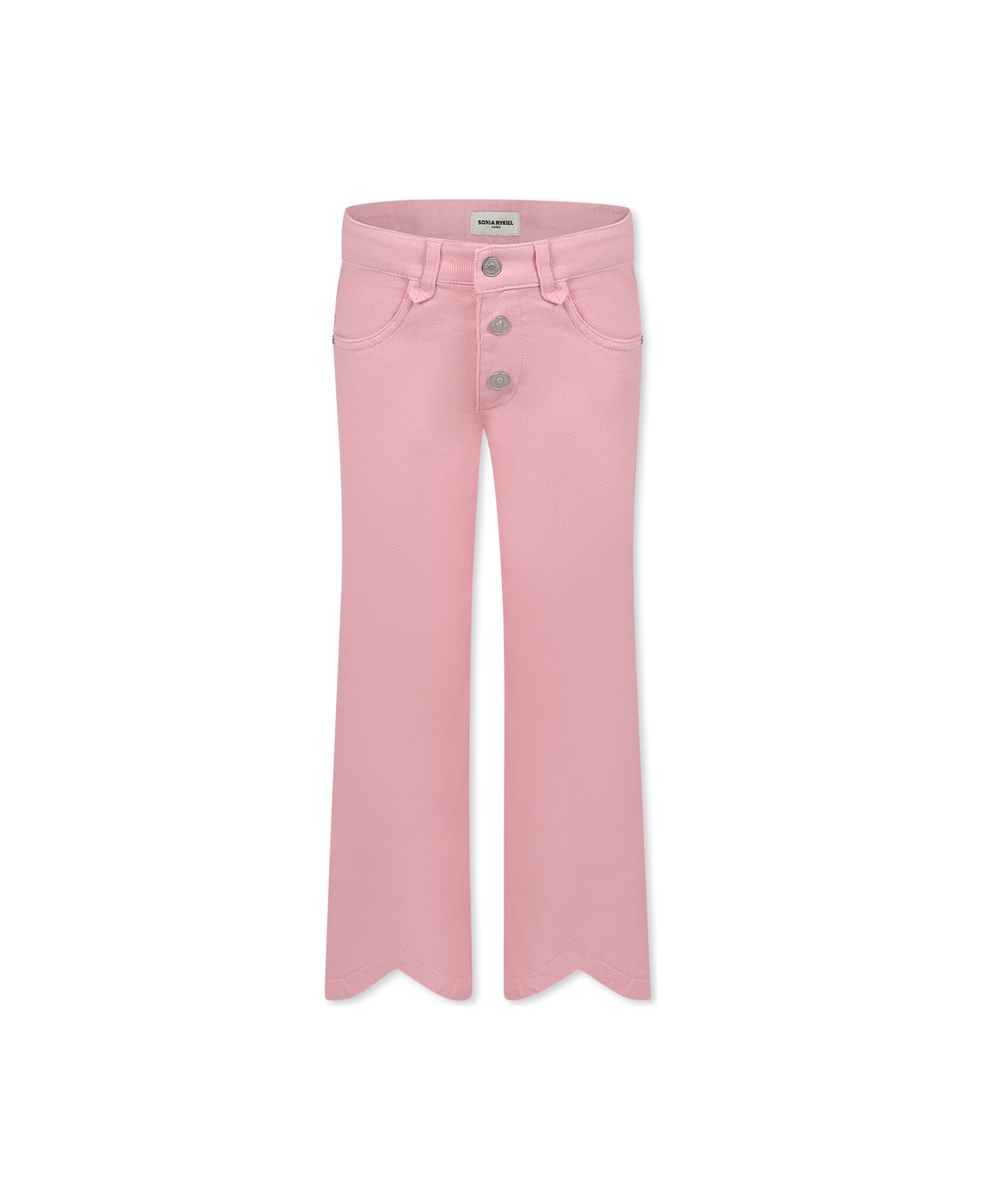 Rykiel Enfant Pink Jeans For Girl With Logo - Pink