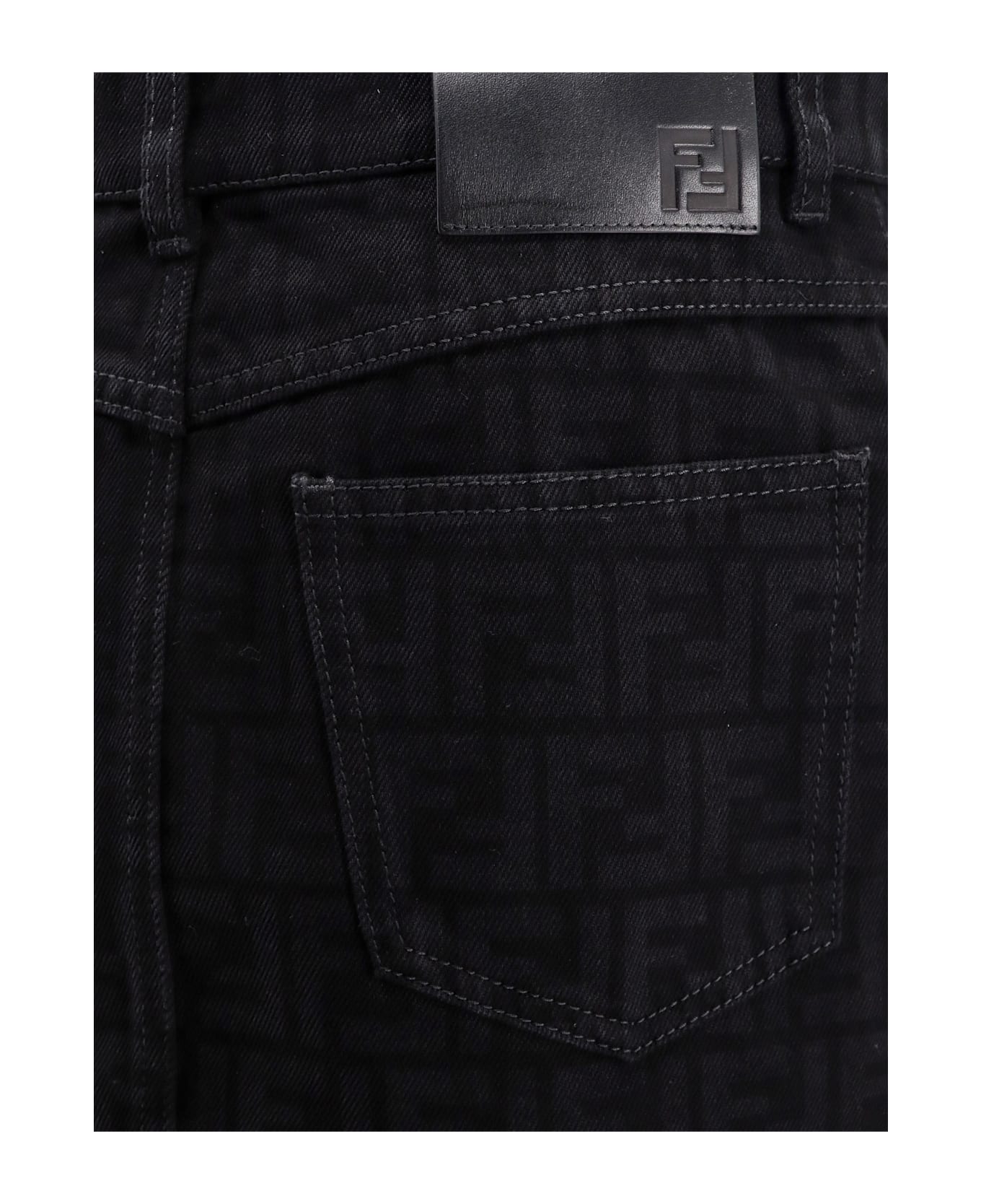 Fendi Ff Denim Miniskirt - Black