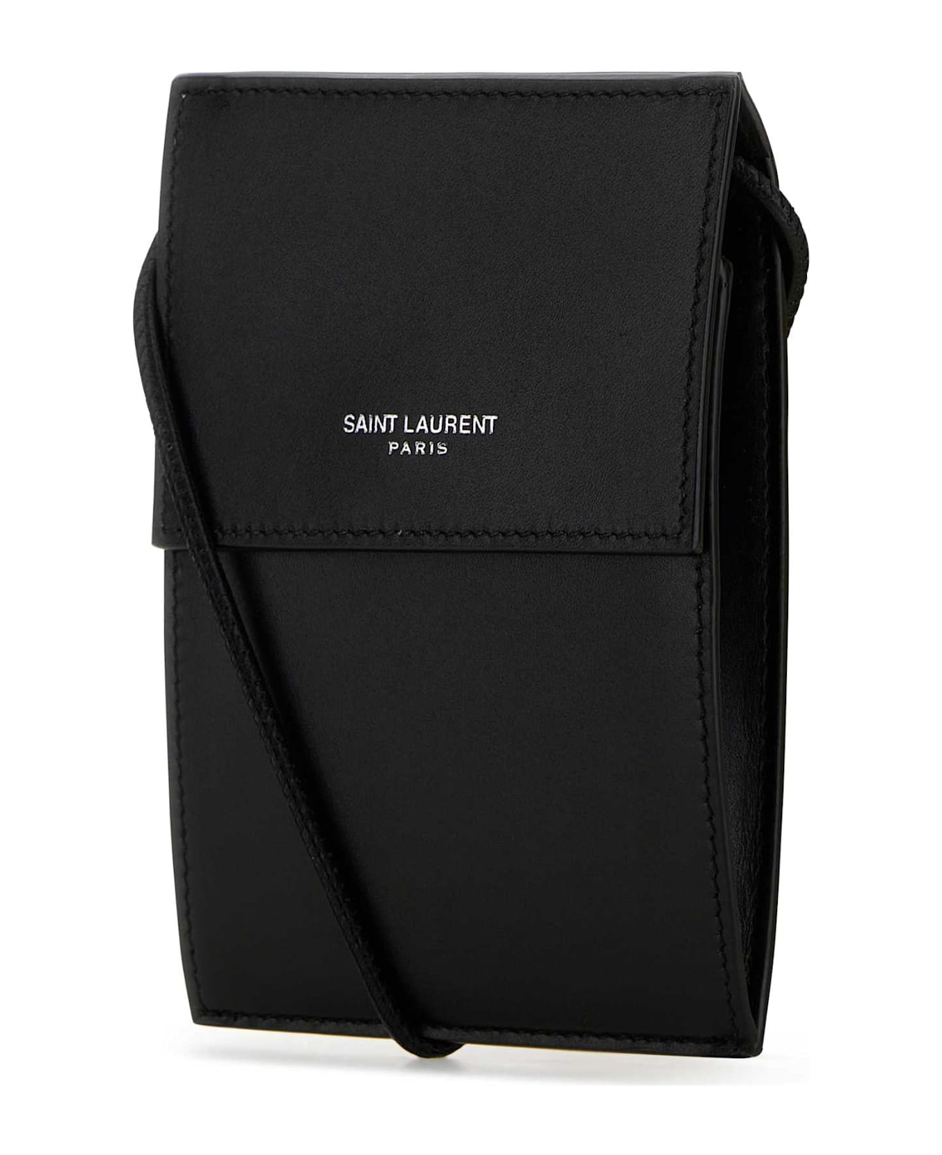 Saint Laurent Black Leather Pouch - NERO