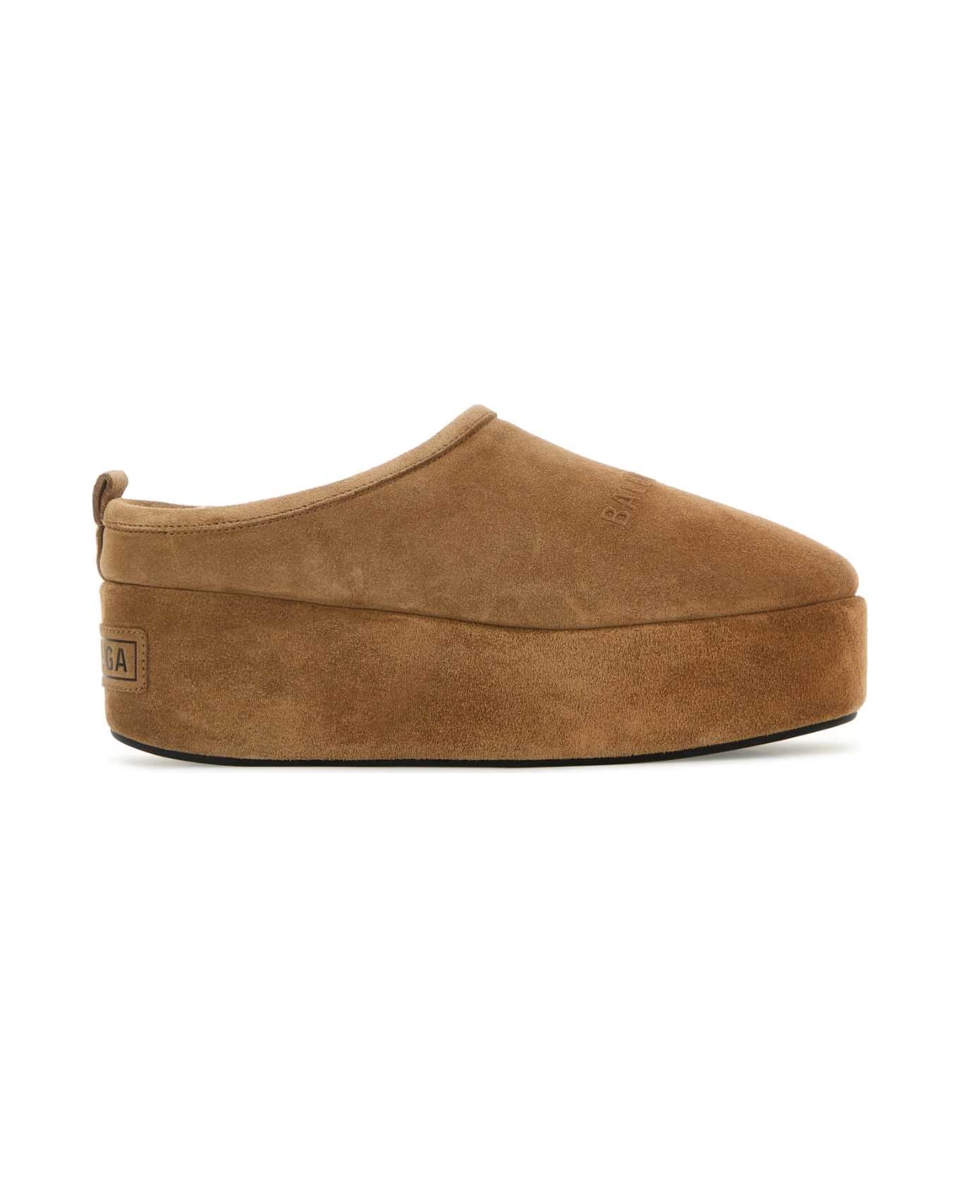 Balenciaga Camel Suede Alaska Soft Slippers - BROWN/WHITE