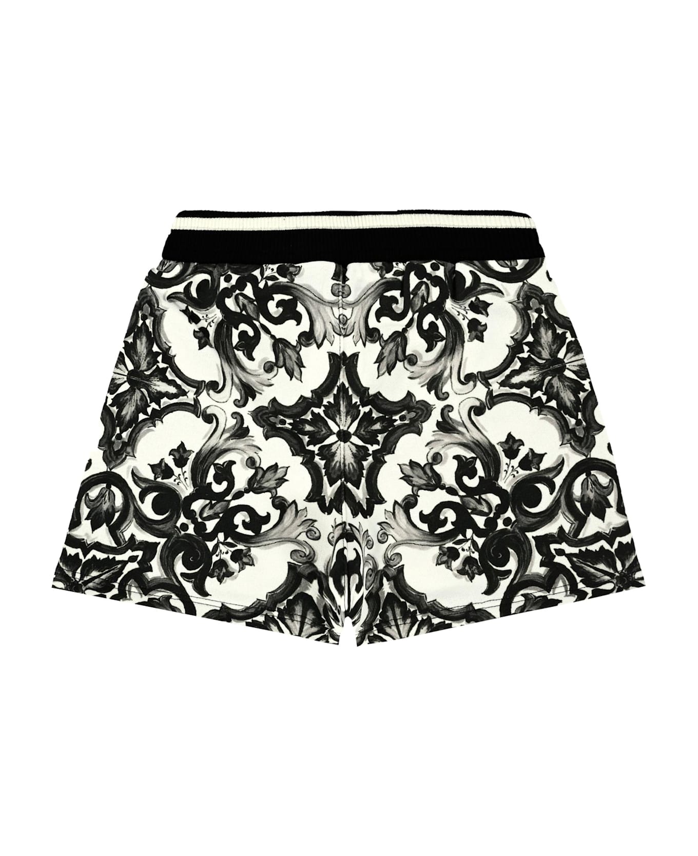Dolce 
Gabbana Black Shorts For Baby Boy With Majolica Print - Black
