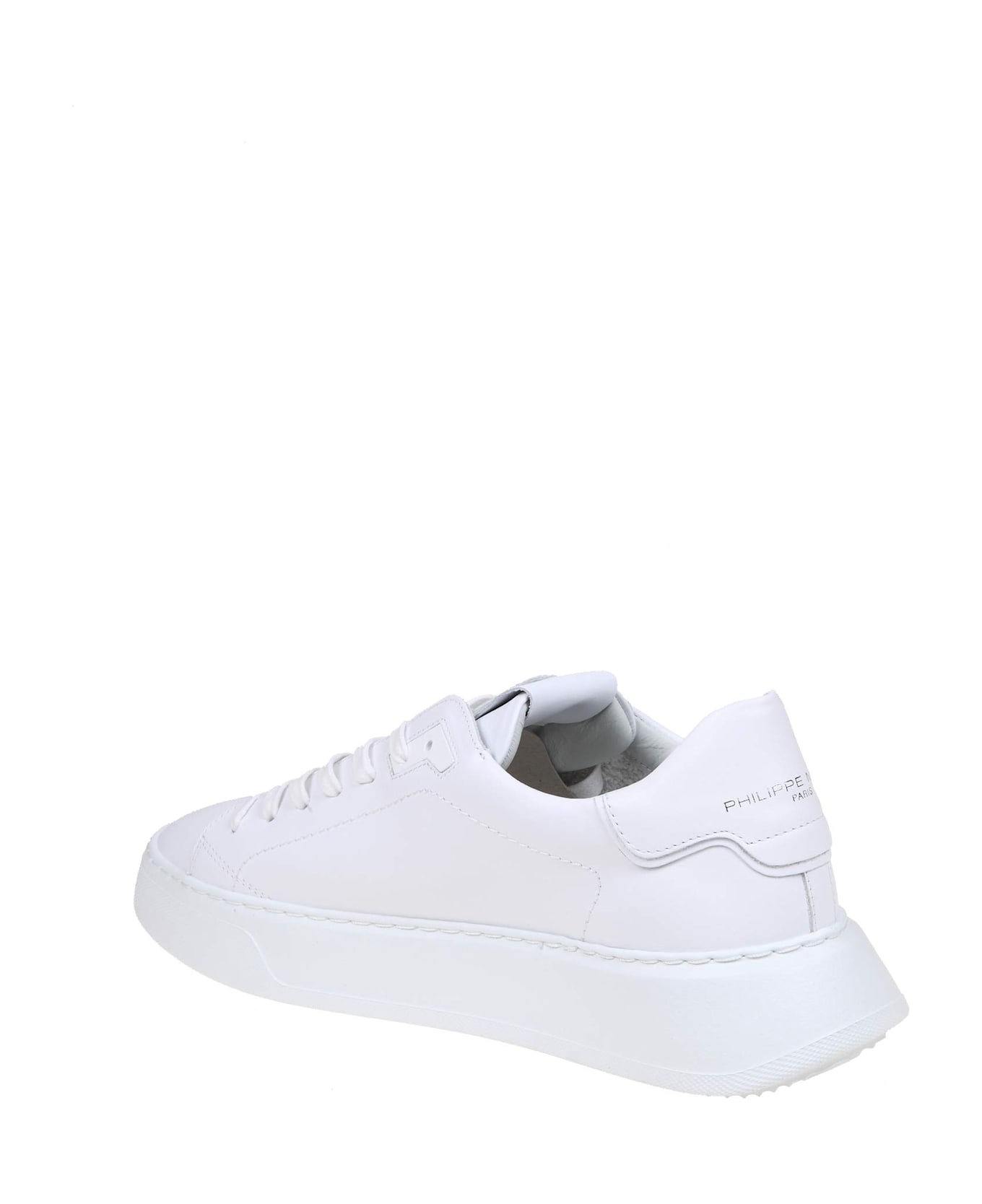 Philippe Model Temple Low Sneakers In White Leather - WHITE