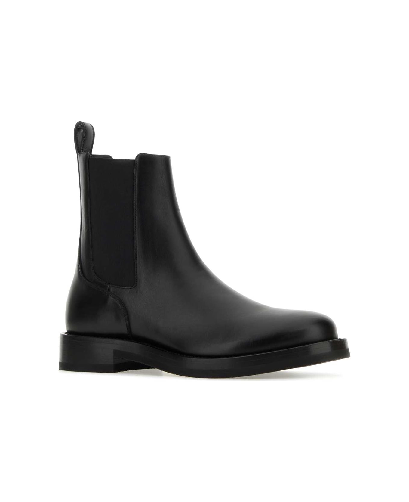 Valentino Garavani Black Leather Rockstud Ankle Boots - NERO