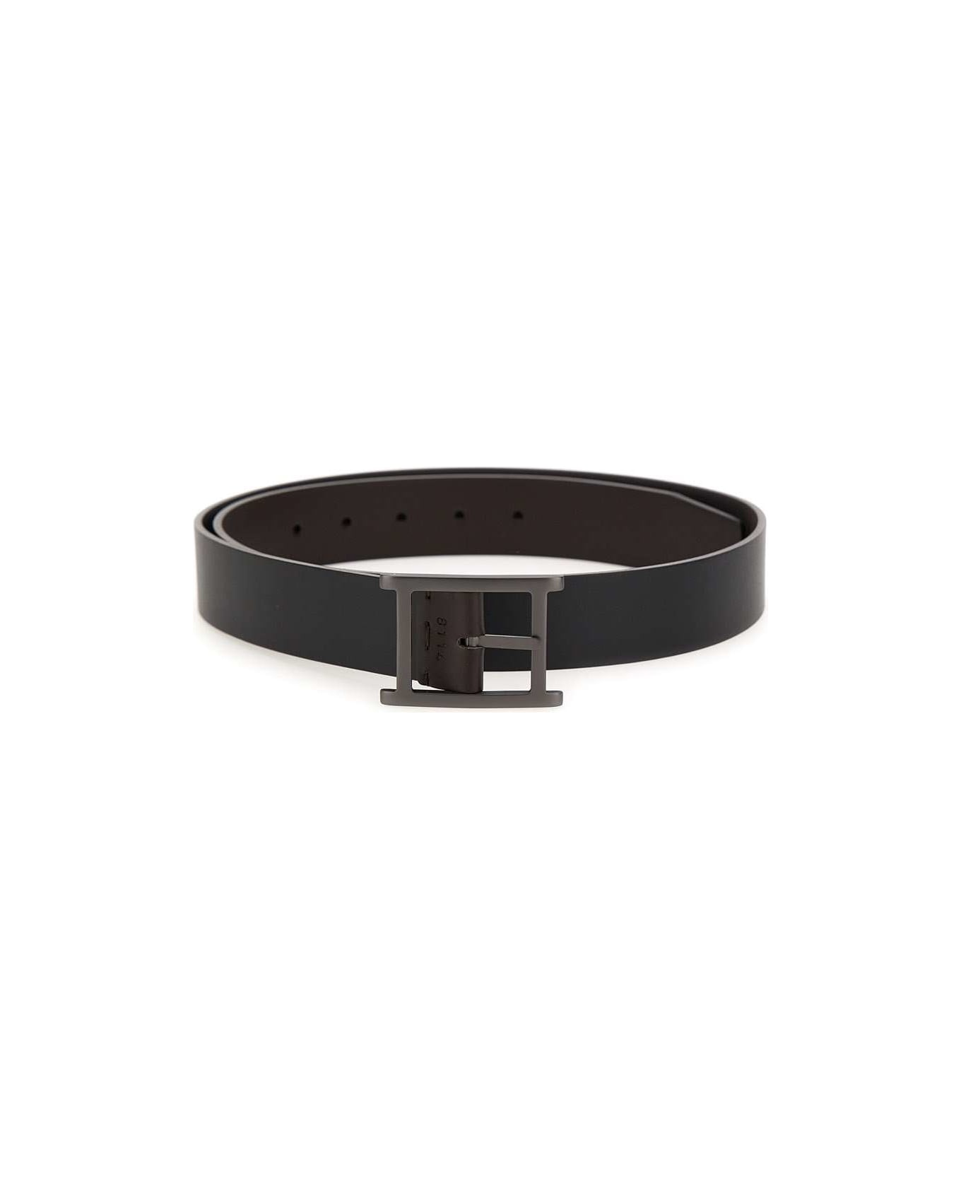 Orciani "monaco Double" Leather Belt - BLACK/ BROWN