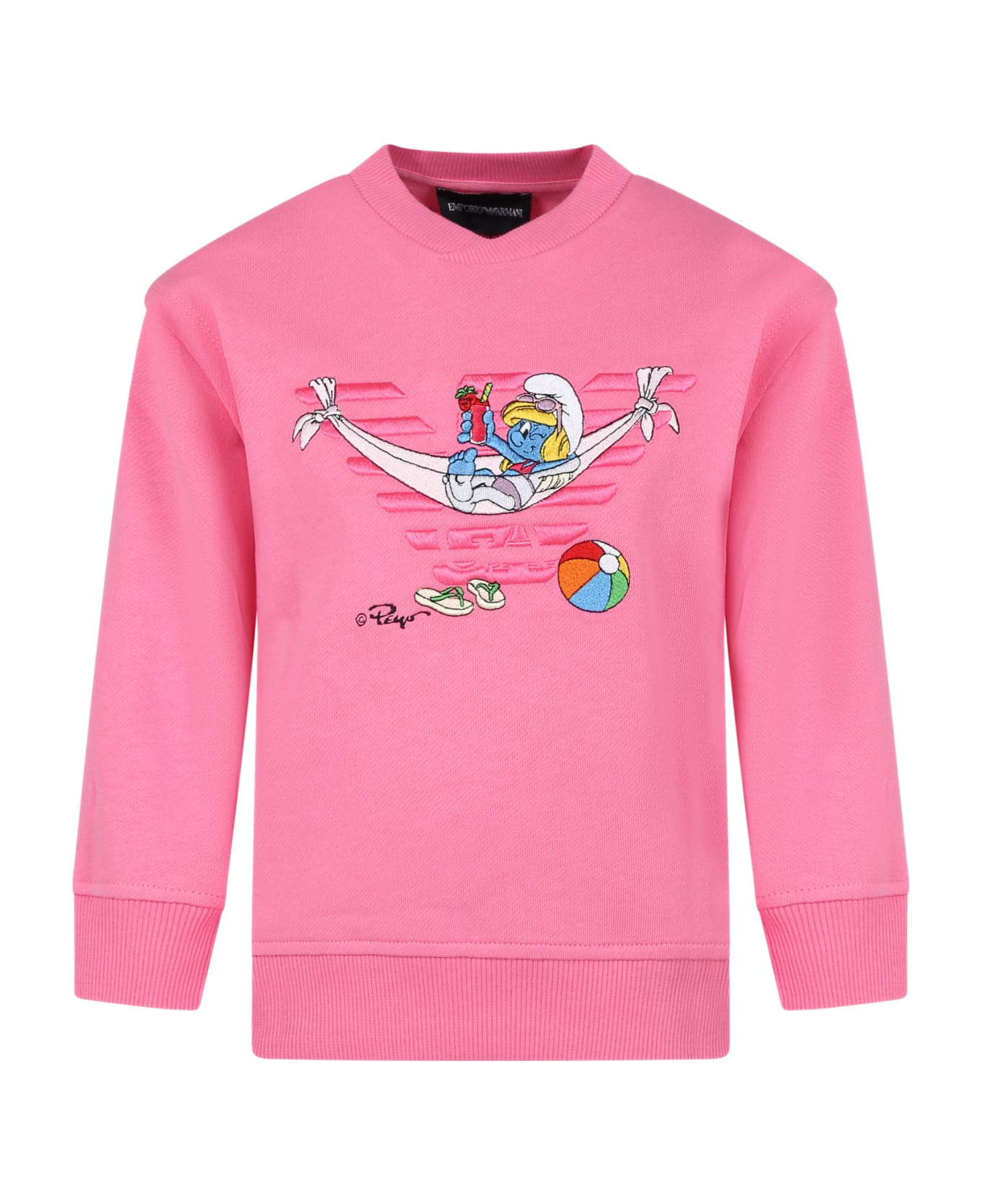 Emporio Armani Pink Sweatshirt For Girl With The Smurfs - Pink
