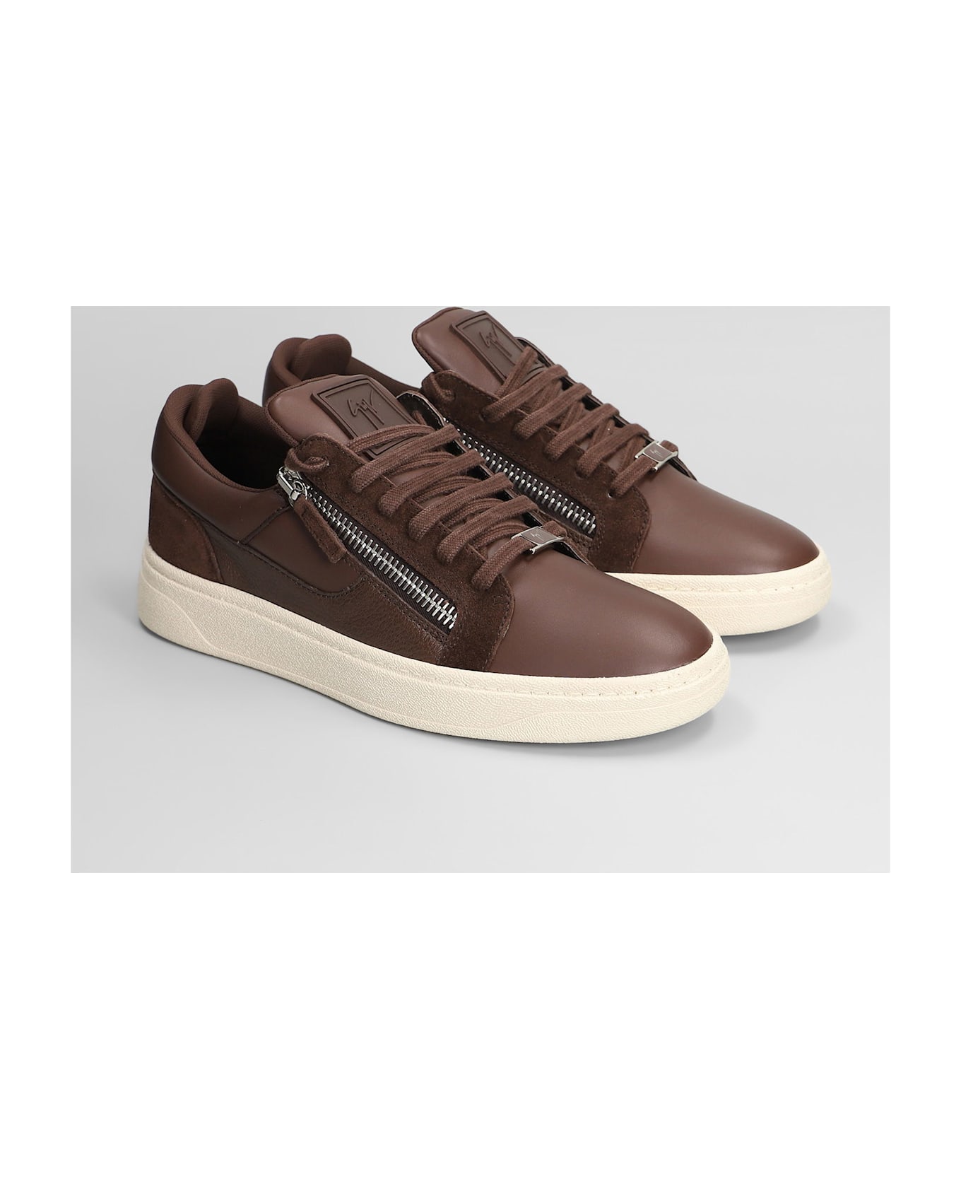 Giuseppe Zanotti Gz94 Sneakers In Brown Suede And Leather - brown