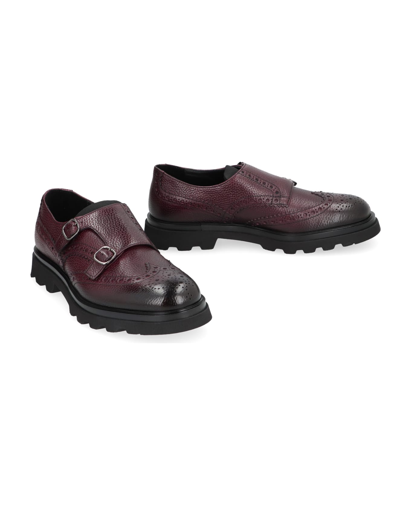 Doucal's Elen Leather Monk-strap - Red-purple or grape