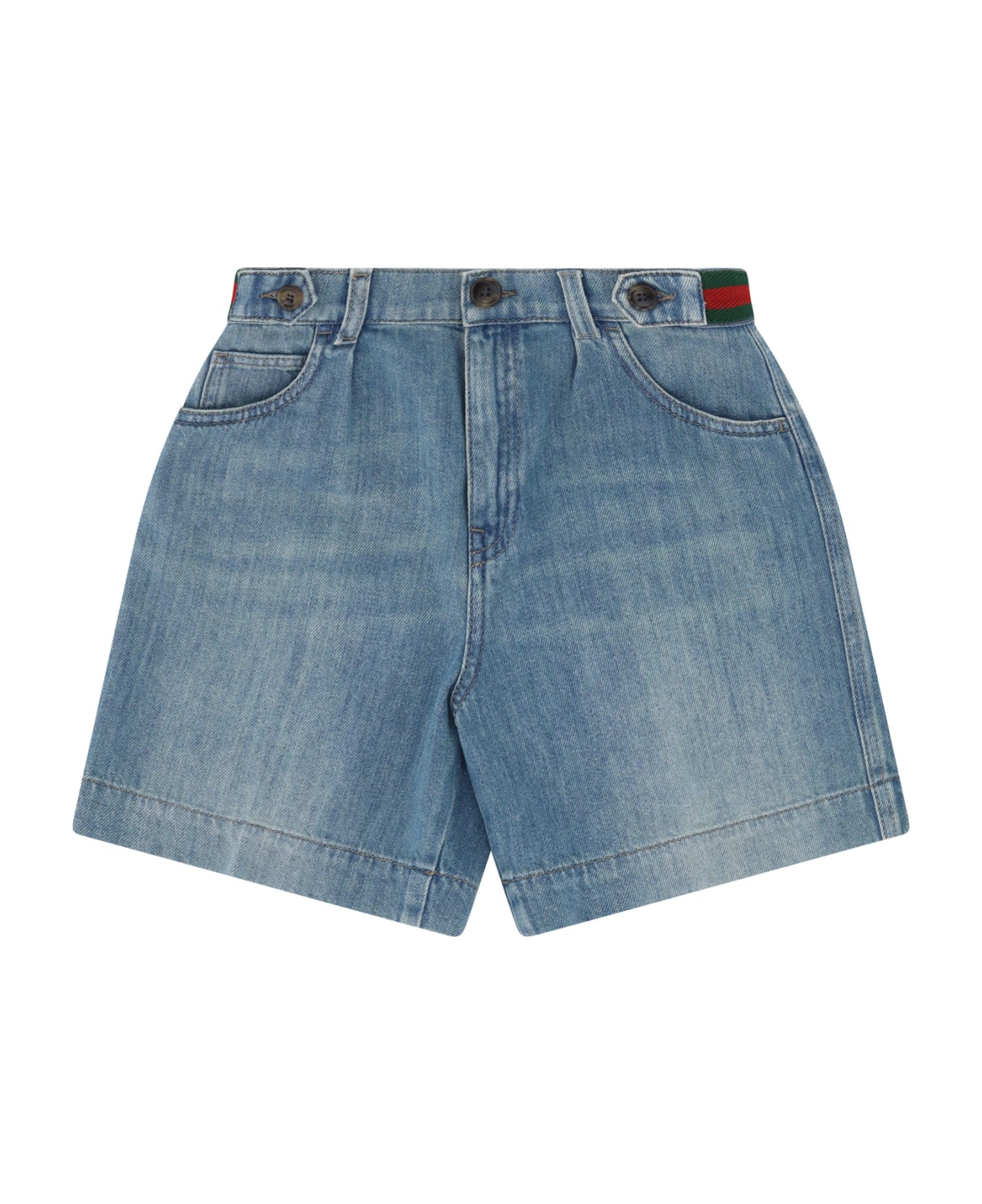 Gucci Bermuda Shorts For Boy - Blue/mix ボトムス