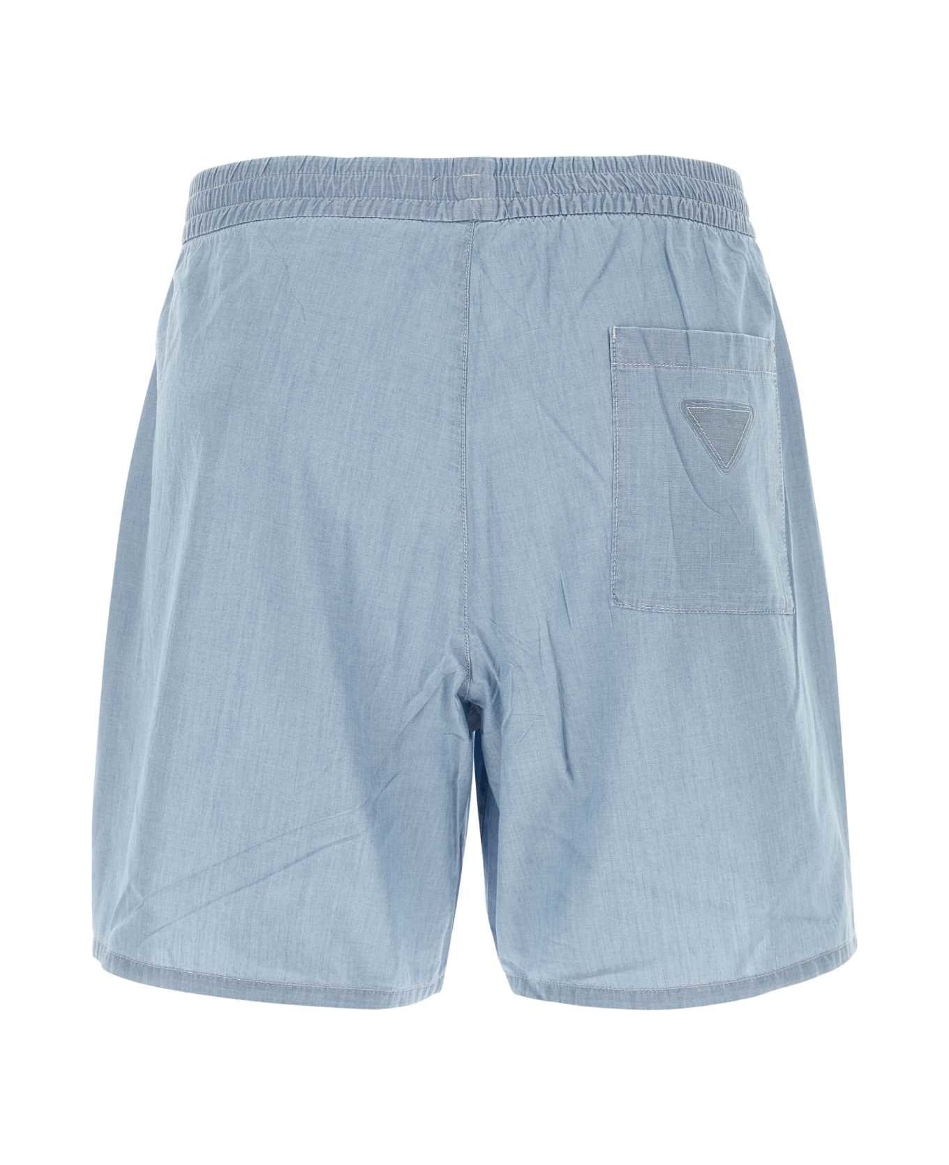 Prada Light Blue Cotton Bermuda Shorts - SKY
