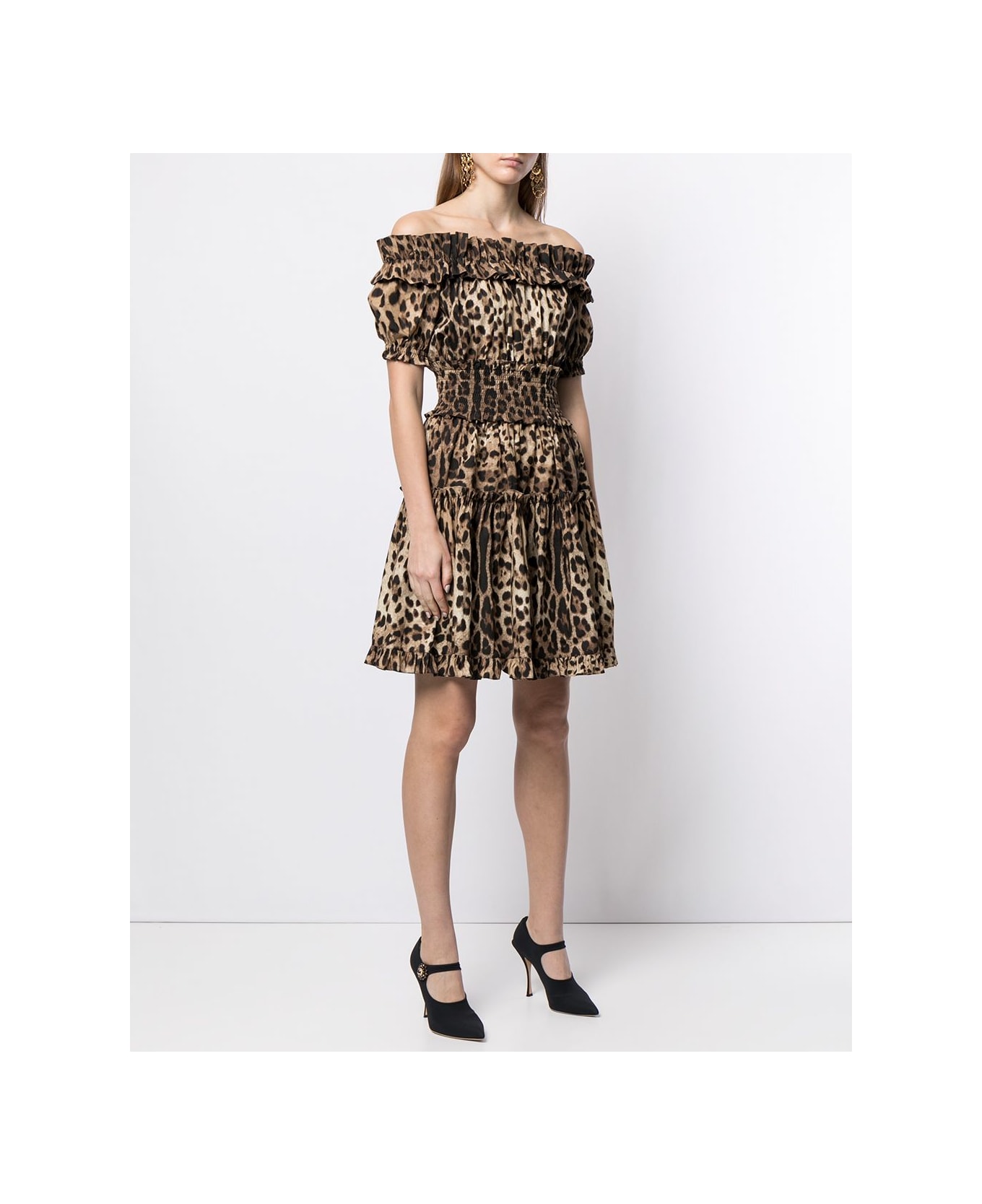 Dolce & Gabbana Leopard Print Short Dress - Brown