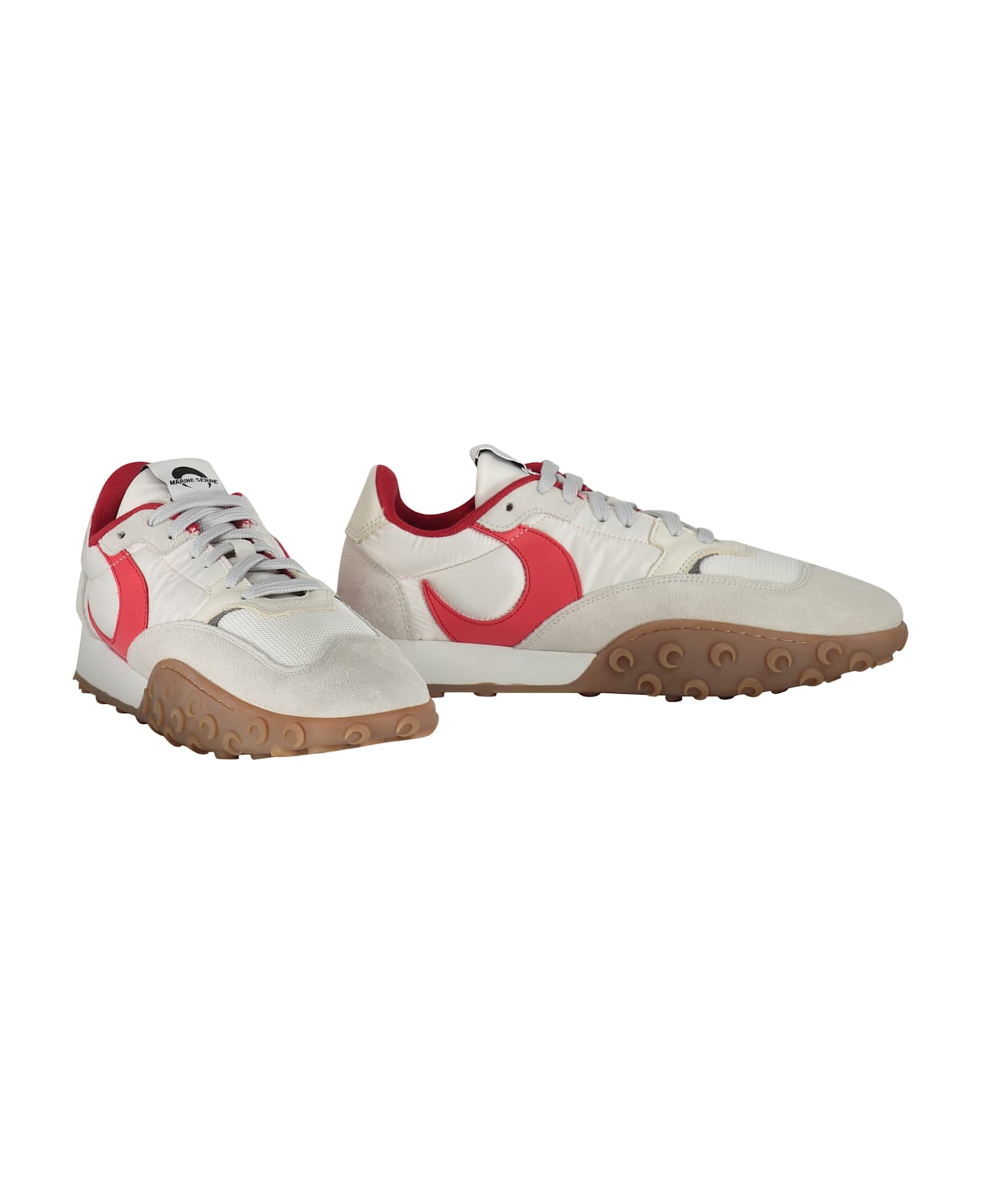 Marine Serre Leather And Suede Inserts Sneakers - White
