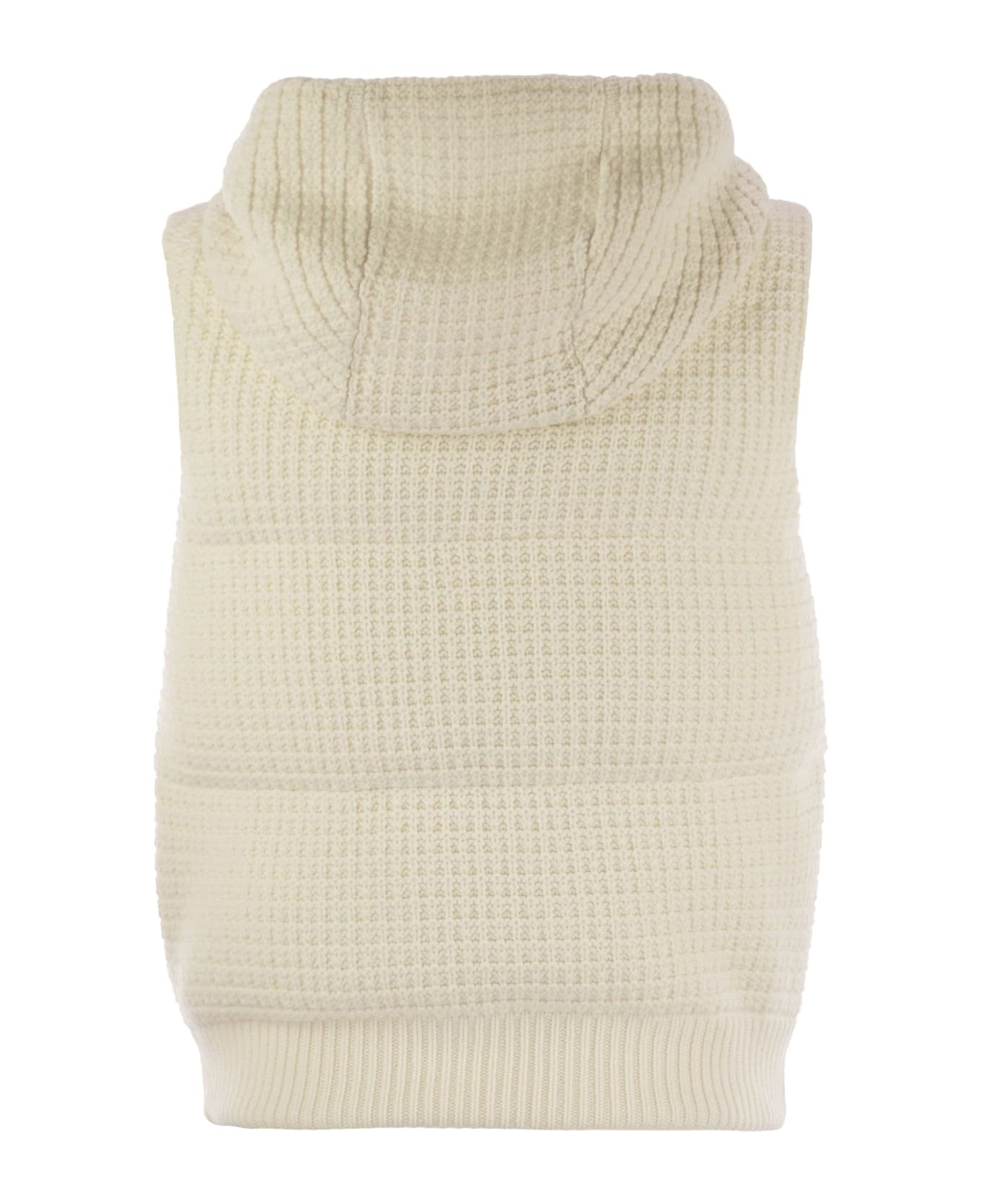Fabiana Filippi Knitted Vest With Hood - WHITE