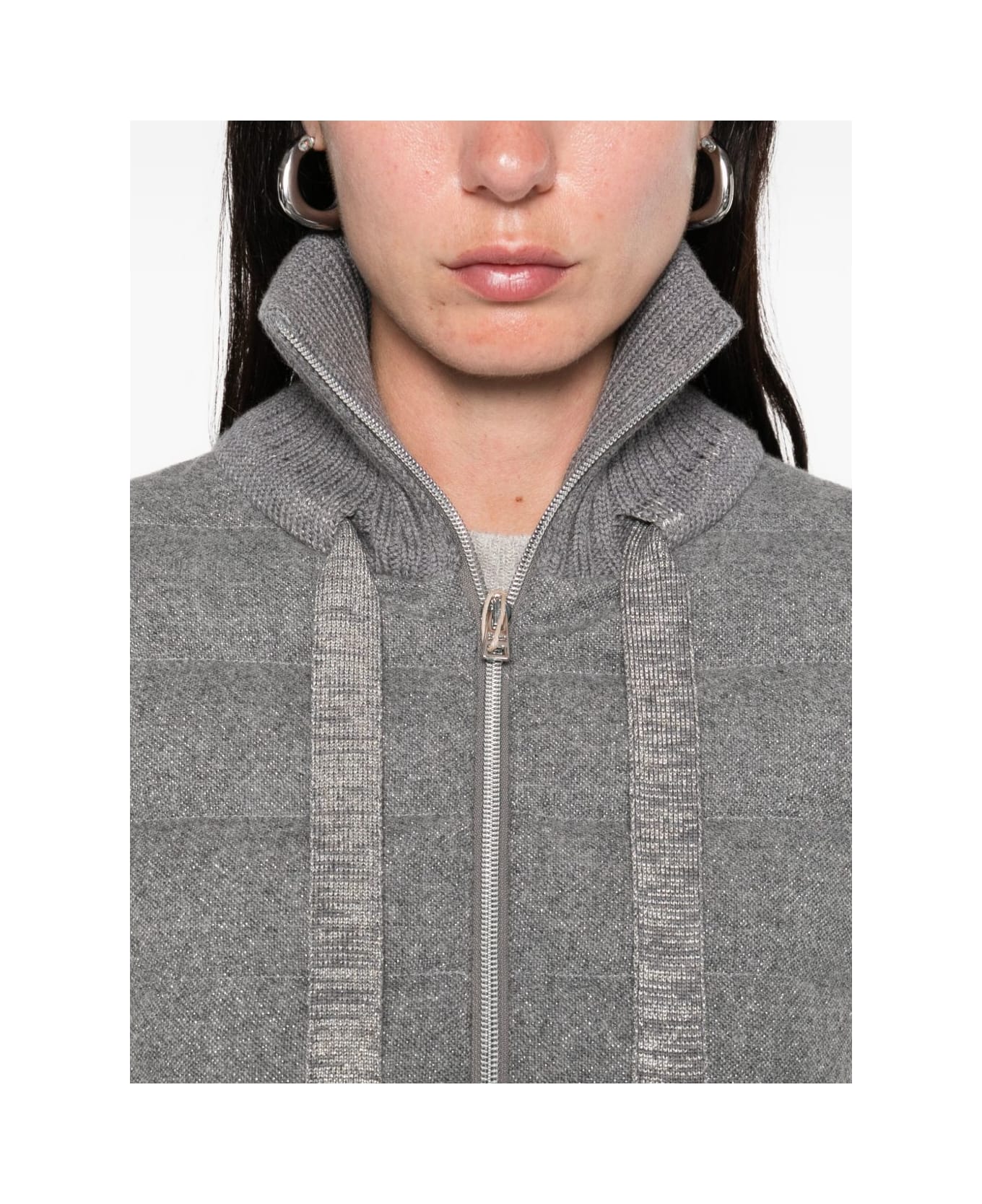 Herno Cashmere And Wool Padded Jacket - Light Grey