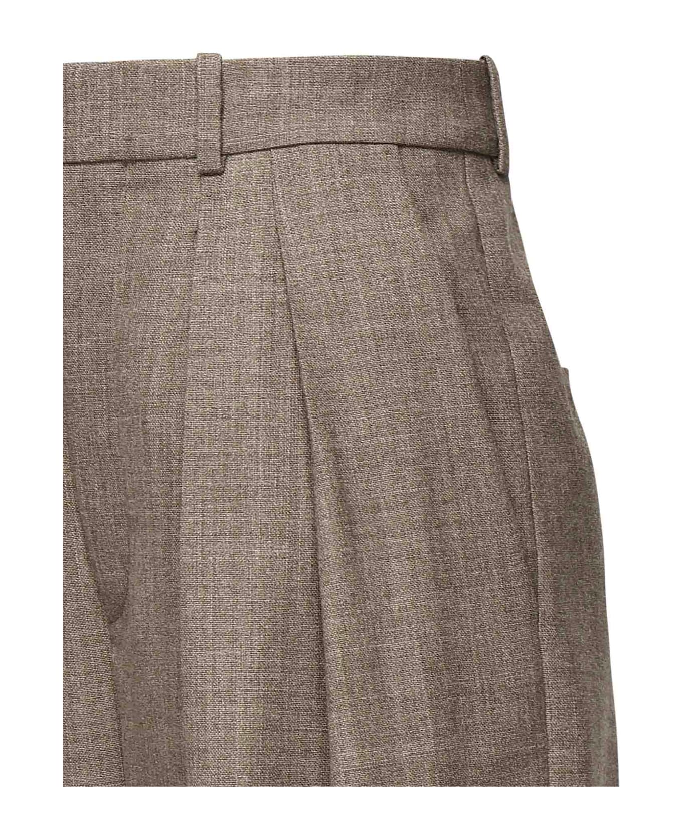 Saint Laurent Wide-leg Wool Trousers - Beige