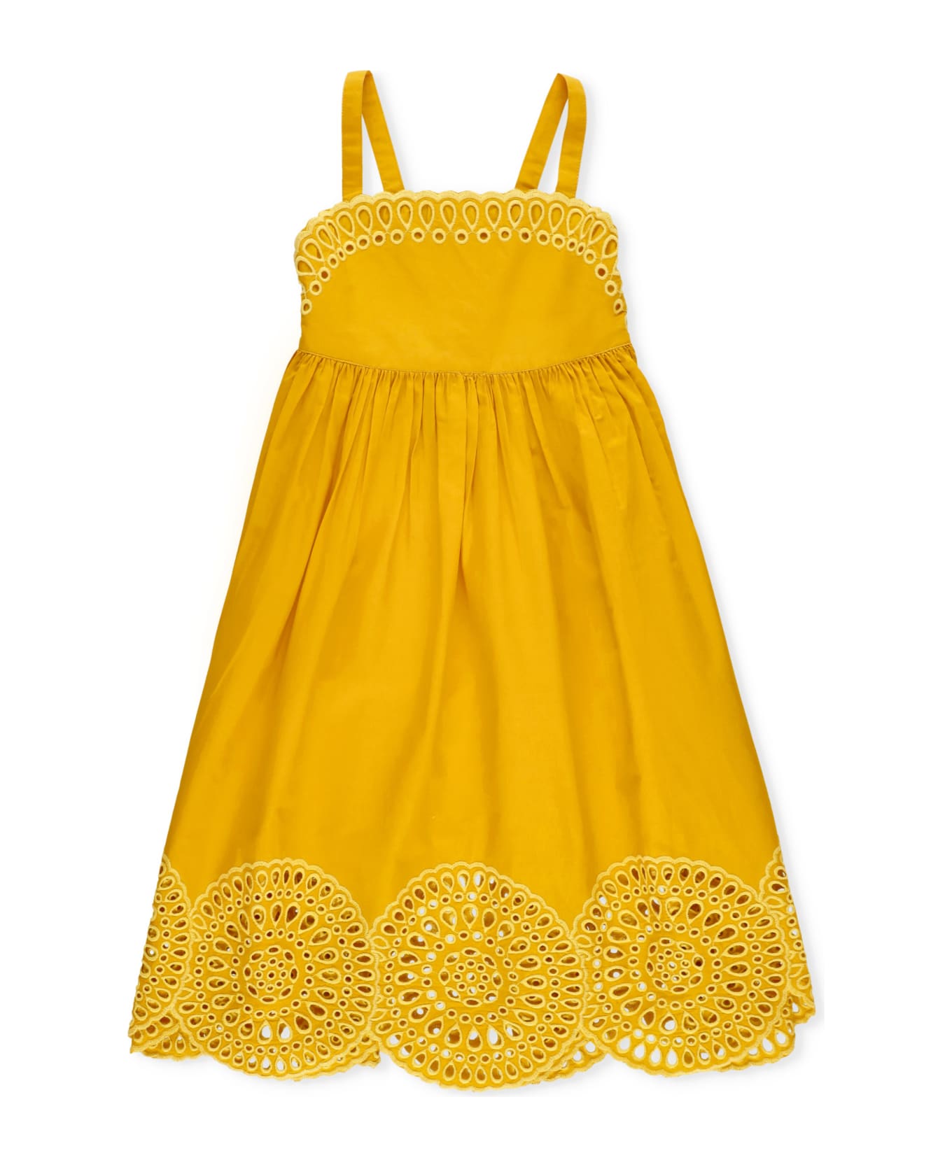 Stella McCartney Dress With Sangallo Lace - Yellow ワンピース＆ドレス