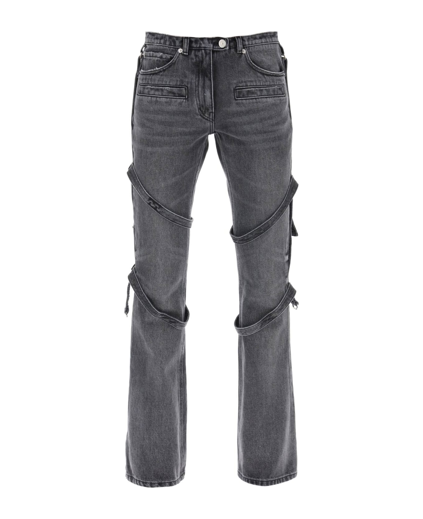 Courrèges Bootcut Jeans With Straps - STONEWAHSED GREY (Grey) デニム