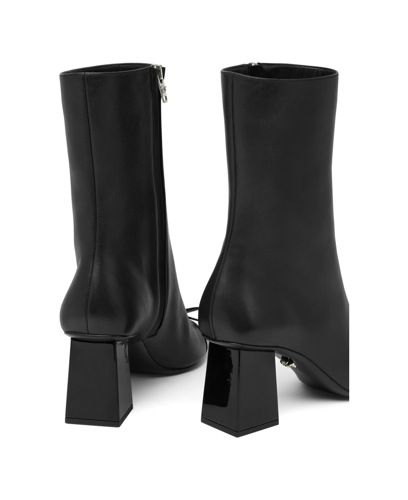 Versace Black Leather Ankle Boots - P Black Palladium