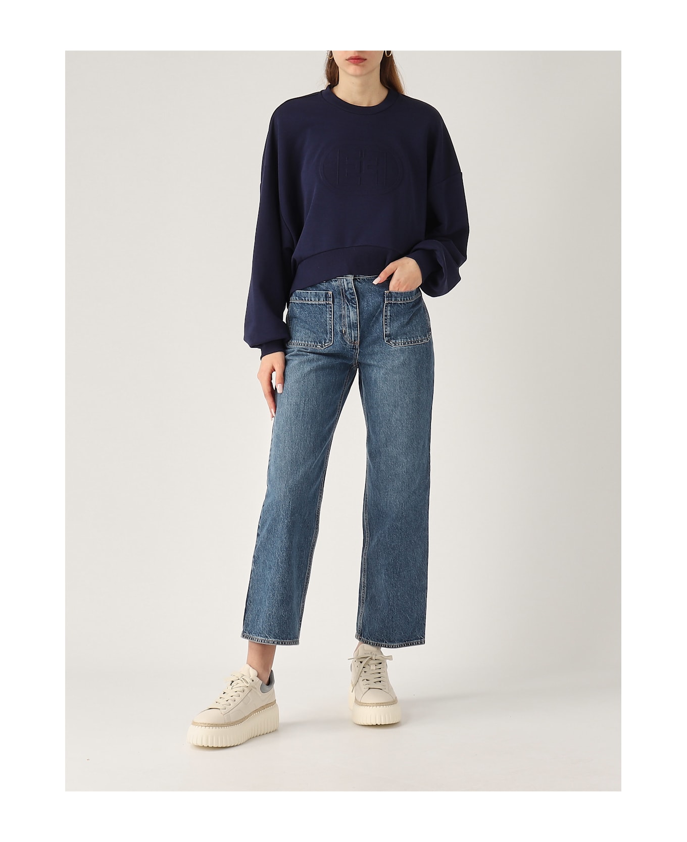 Elisabetta Franchi Cotone Hoodie - NAVY