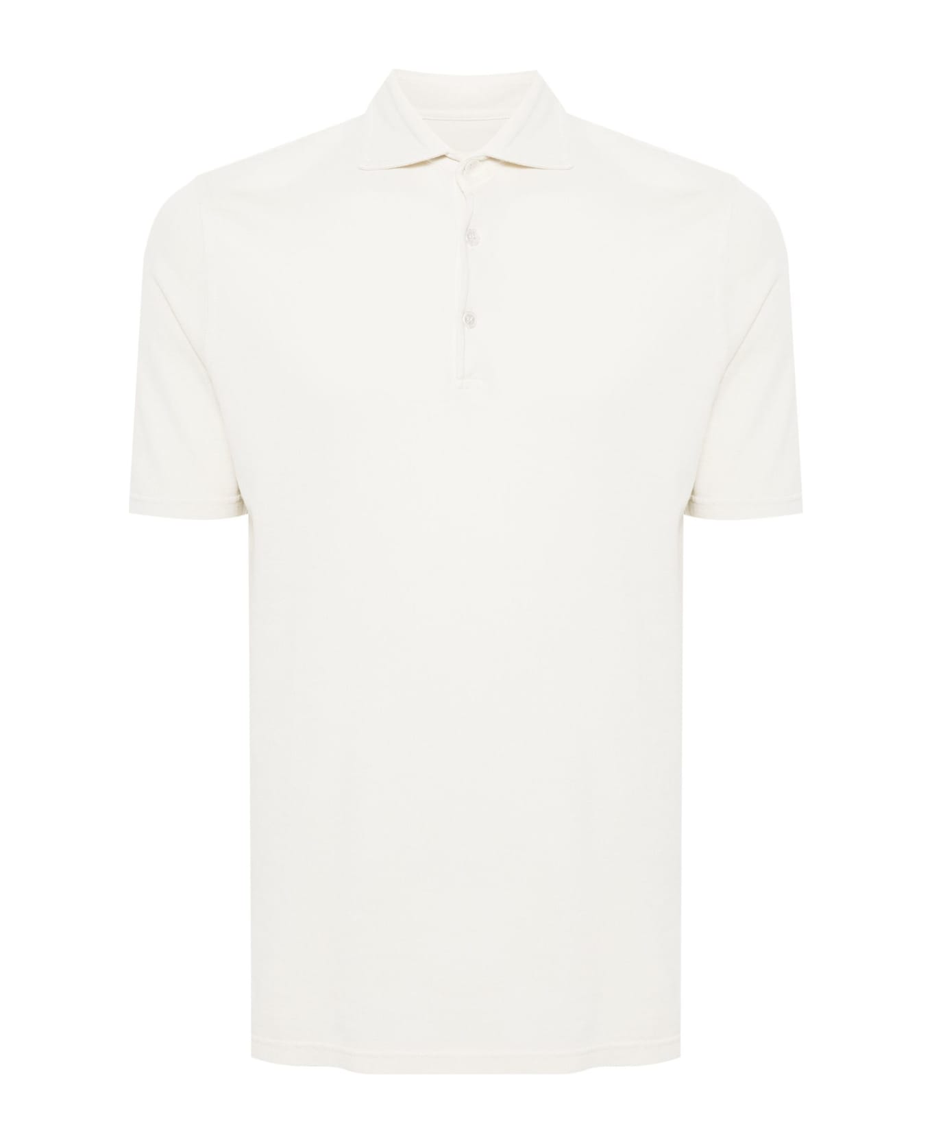 Fedeli Cream White Cotton Polo Shirt - Beige