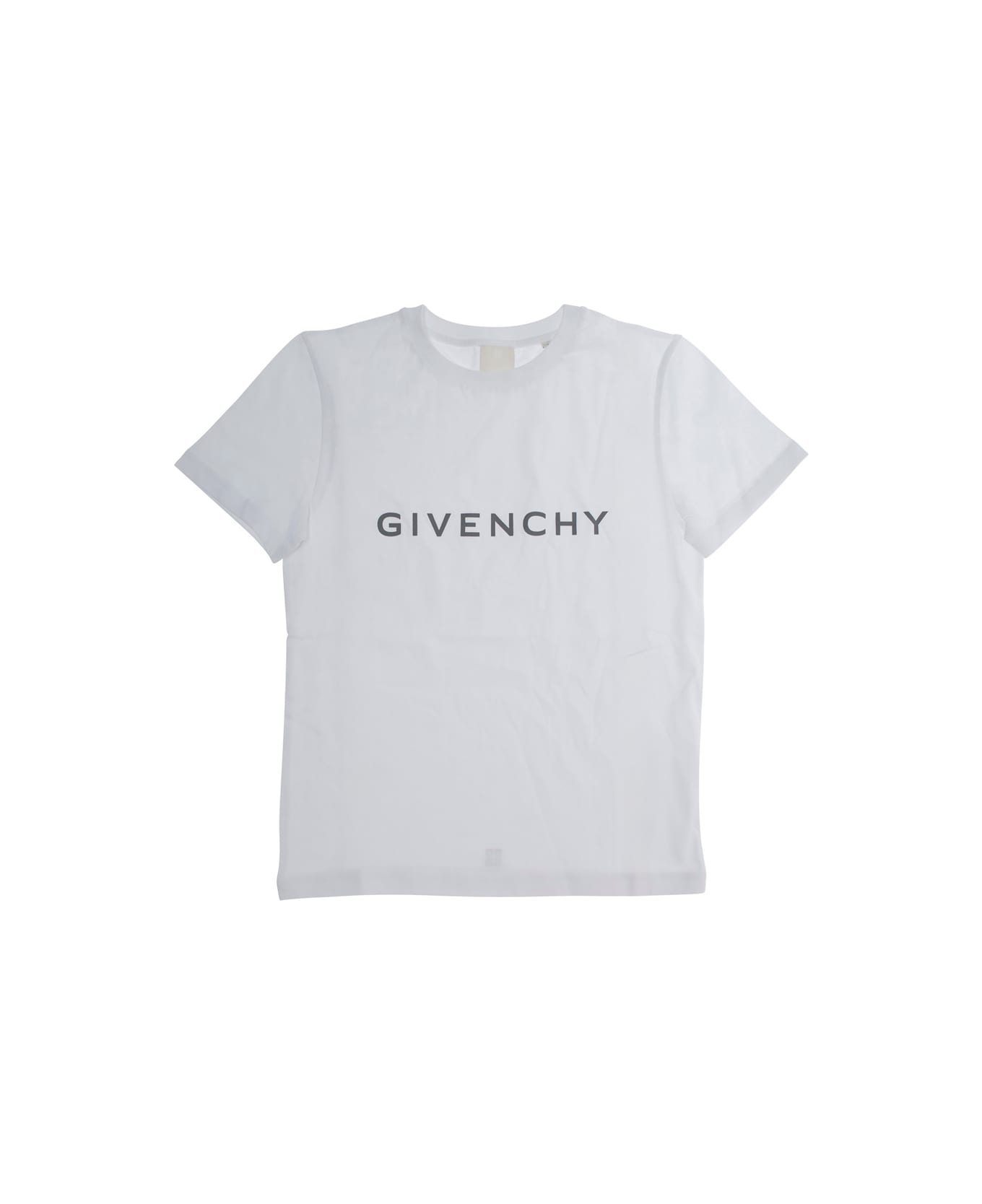 Givenchy White T-shirt With Logo Lettering On The Front In Cotton Boy - White