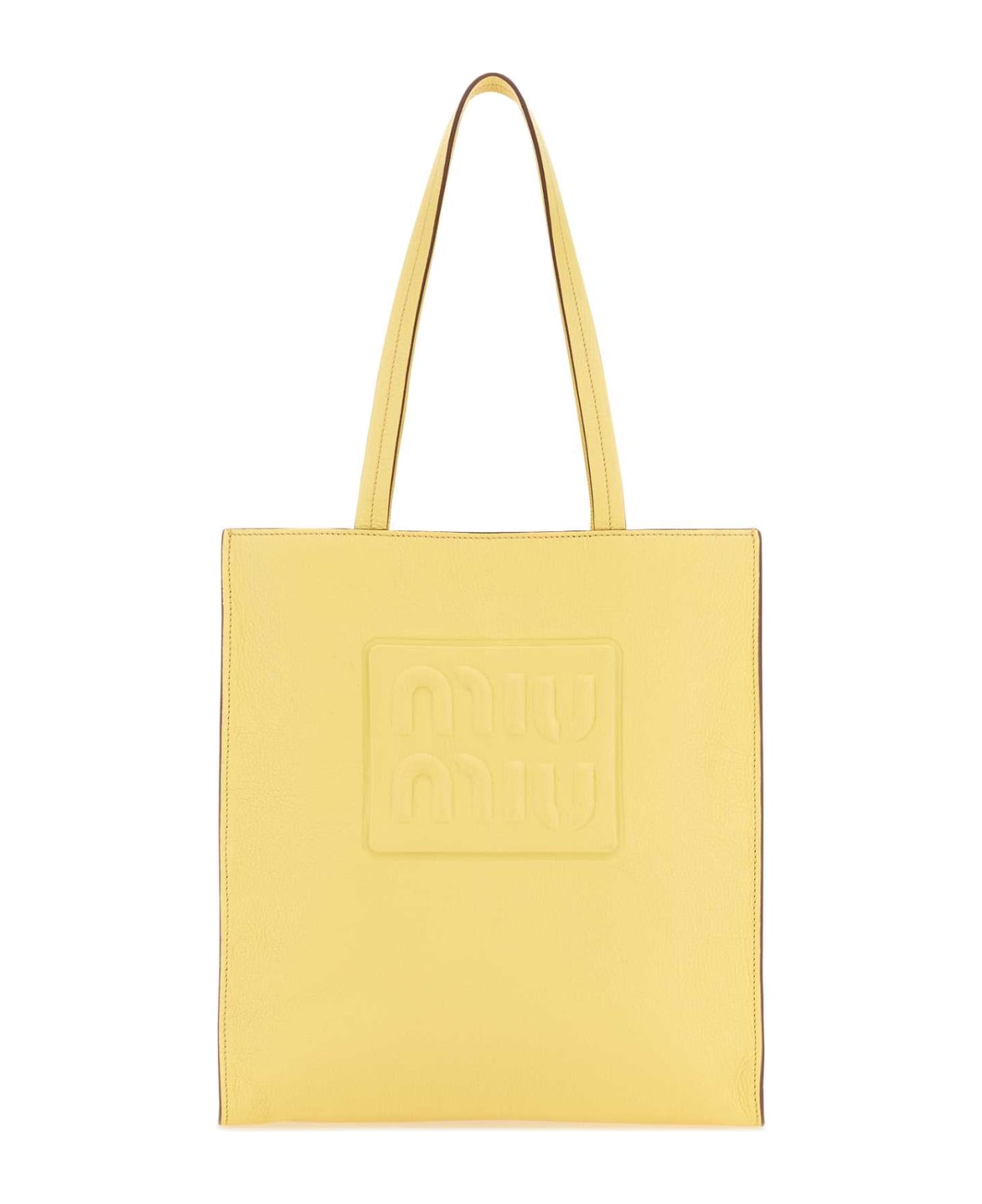 Miu Miu Pastel Yellow Leather Shopping Bag - LIMONE