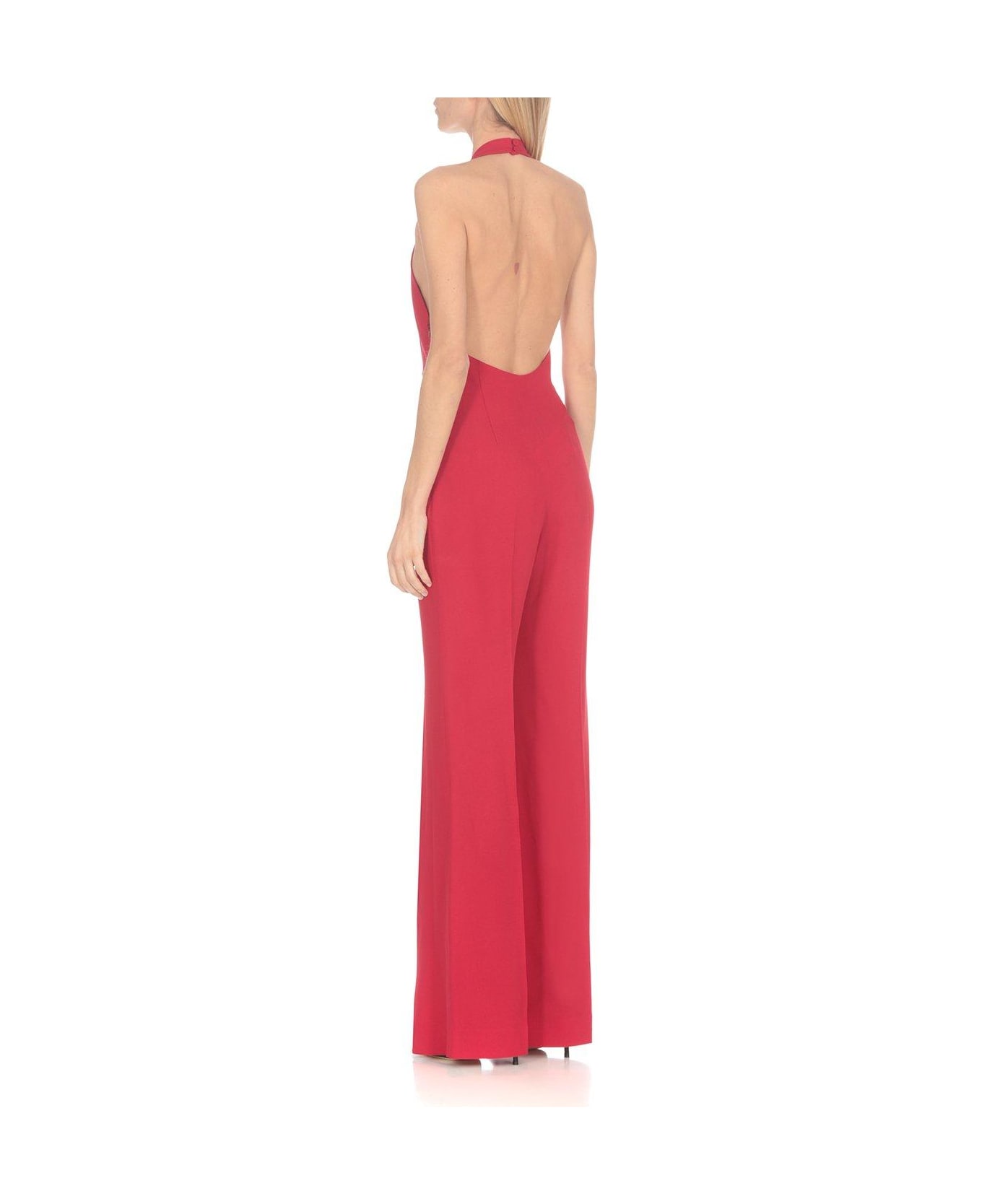 Moschino Chain-embellished Open-back Haltrneck Jumpsuit Moschino - RED