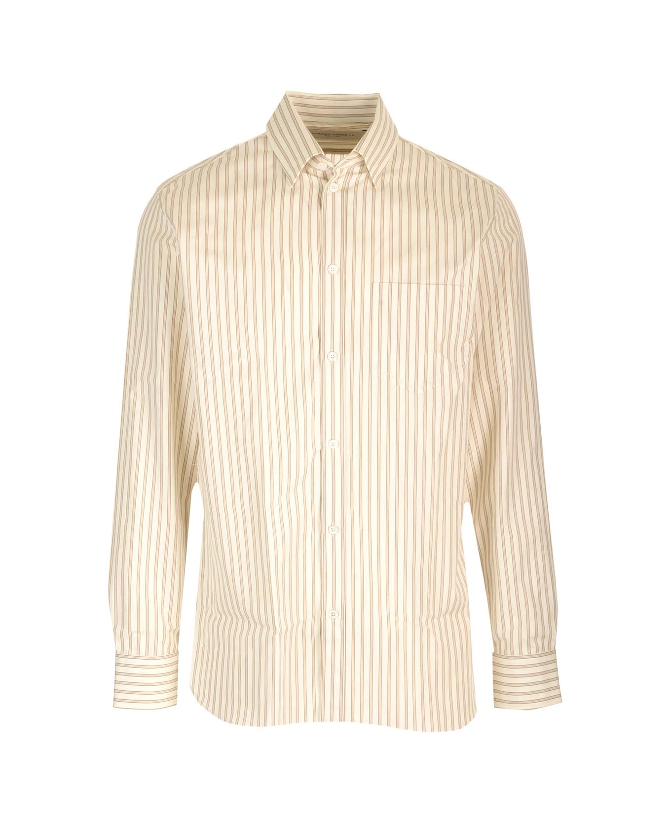 Golden Goose White/beige Striped Shirt - White シャツ