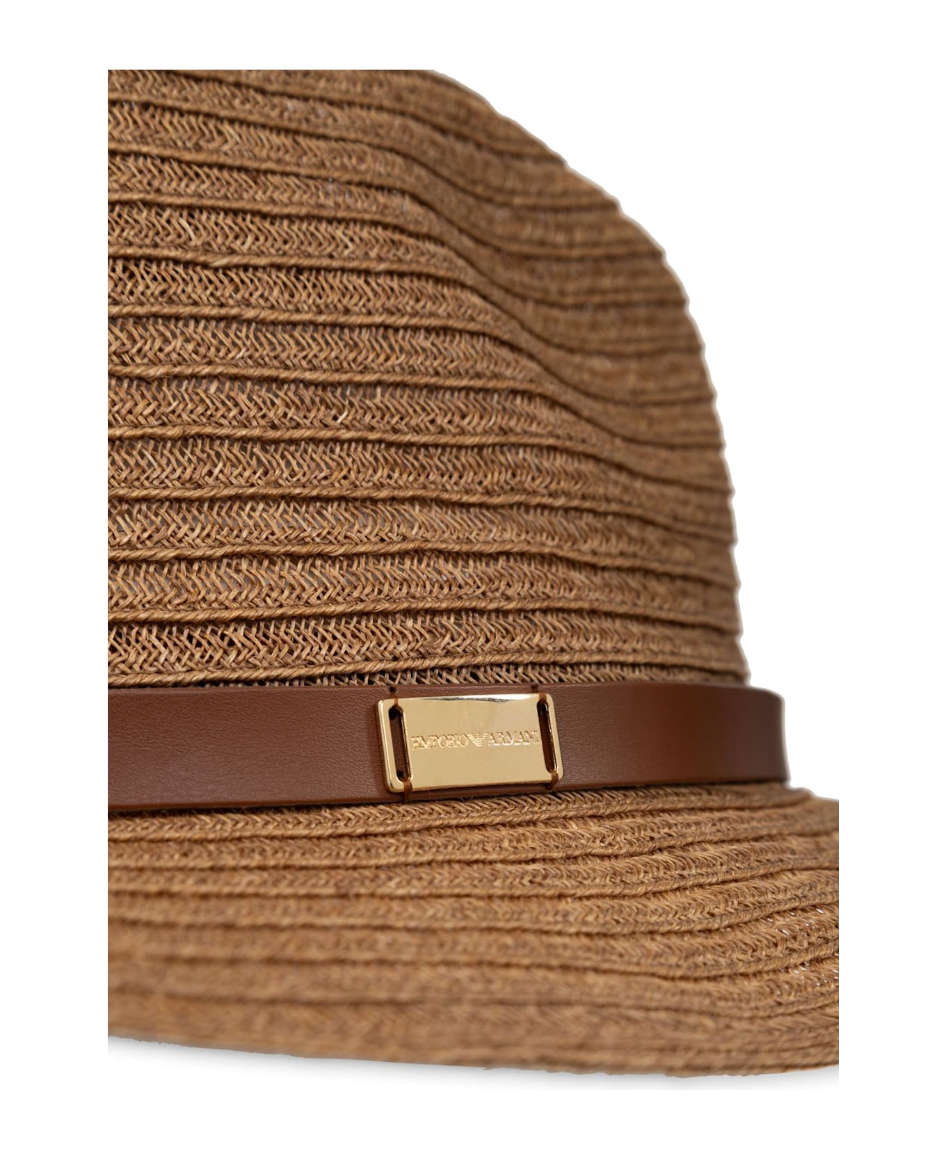 Emporio Armani Straw Hat - Leather Brown