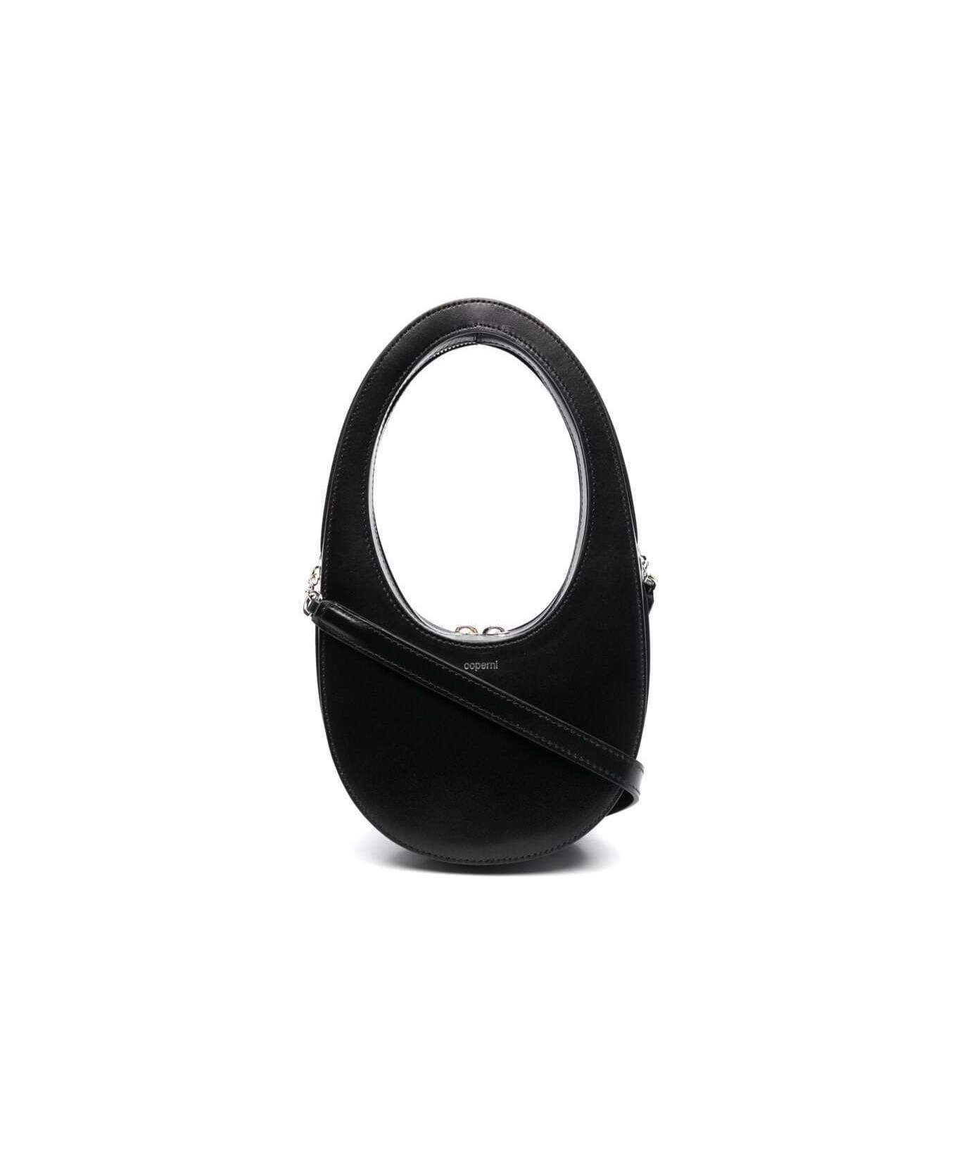 Coperni Black Monochrome Mini 'swipe' Bag With Oval Handle In Leather Woman - Black