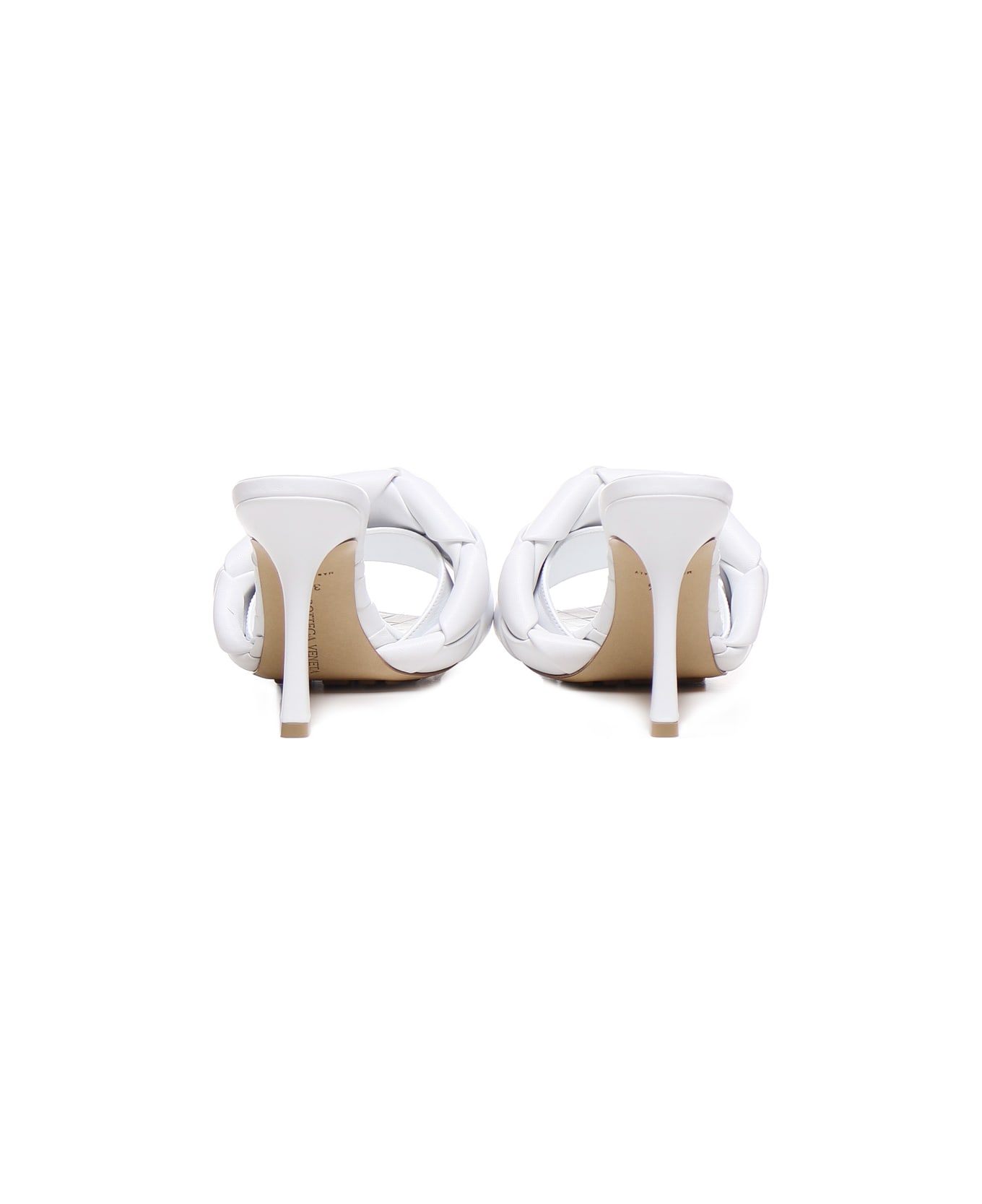 Bottega Veneta Lido Sandals In Leather With Woven Pattern - Optic white