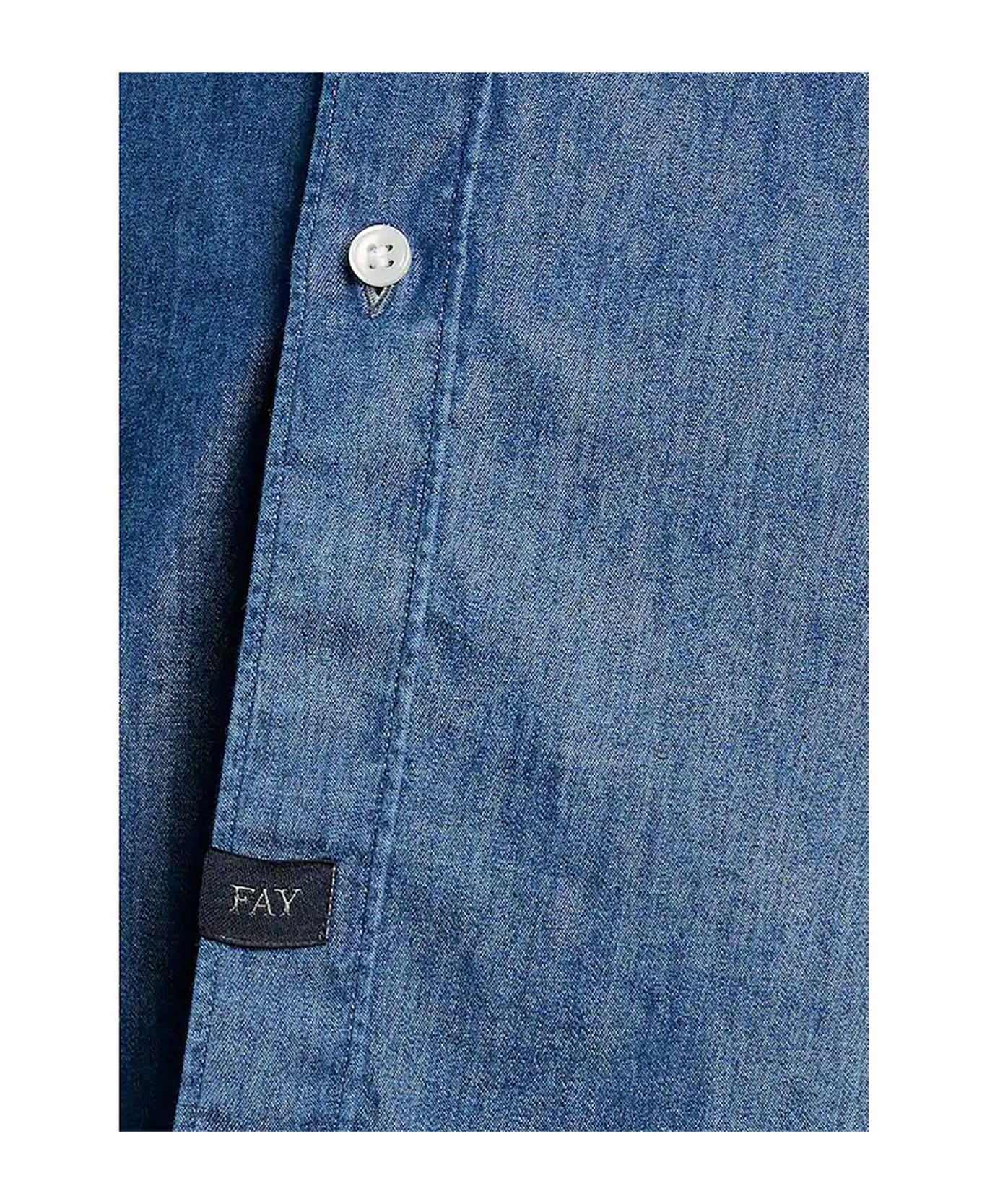 Fay Shirt In Stone-washed Denim - Blu Denim