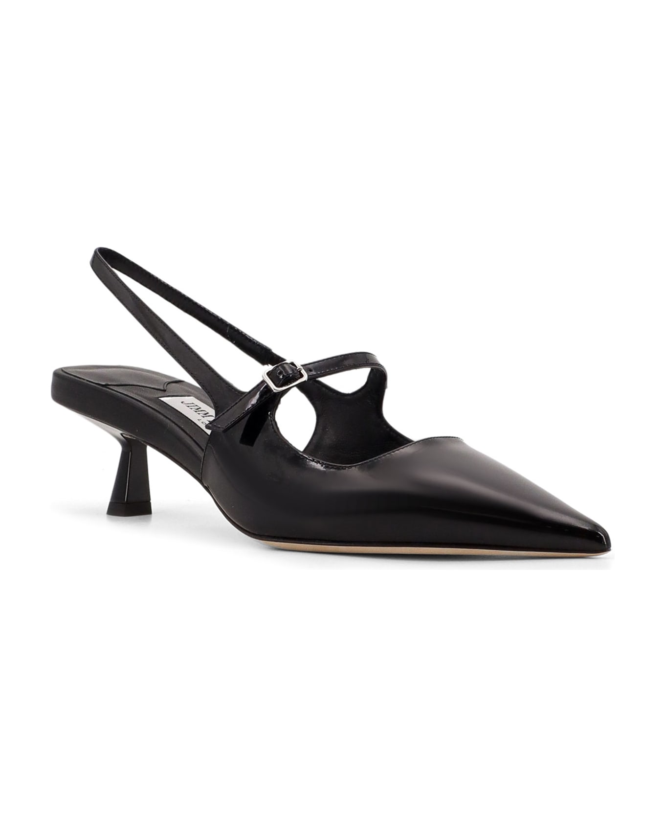 Jimmy Choo Patent Leather Slingback With Back Monogram - Black