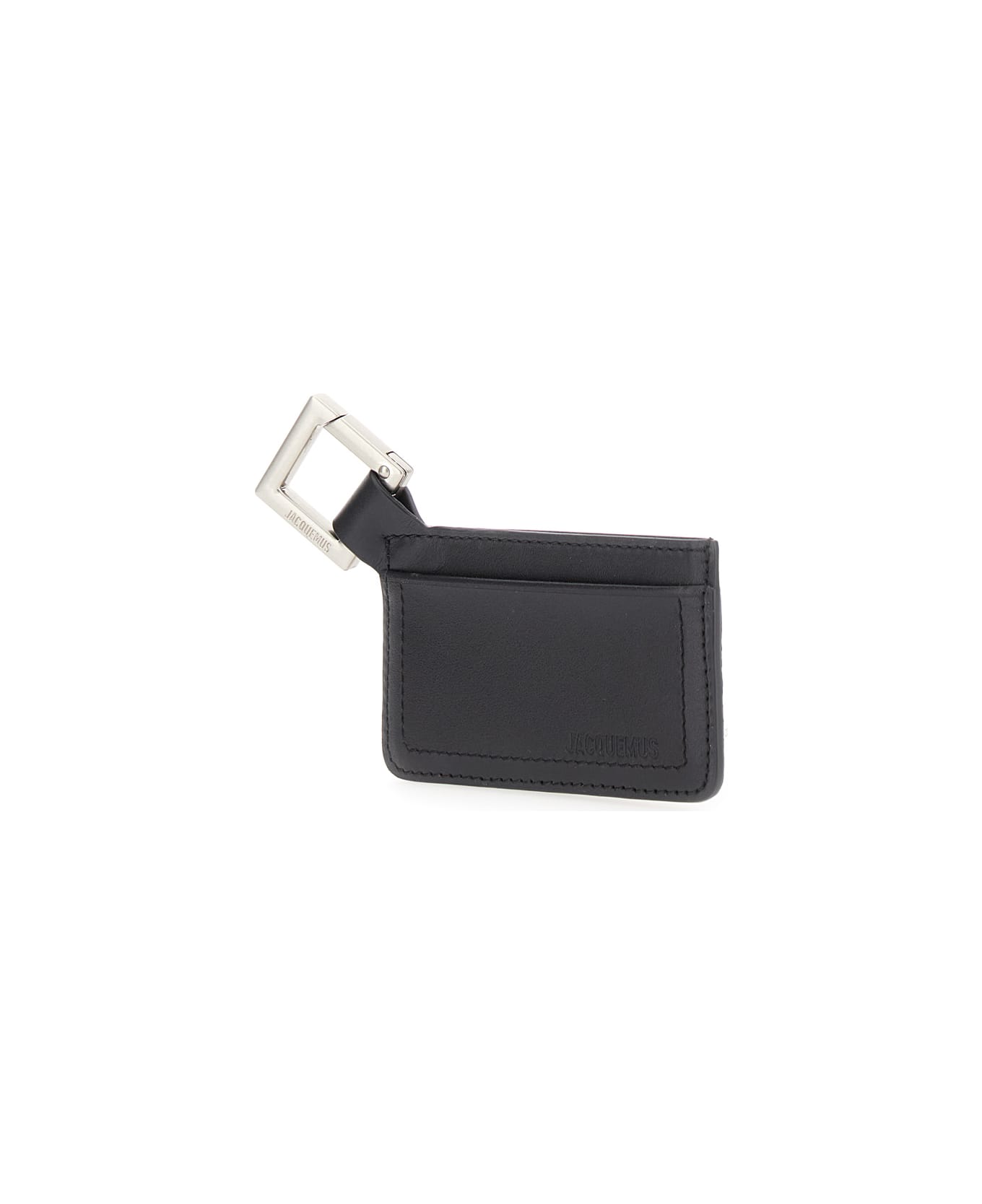 Jacquemus 'le Porte-cartes Cuerda' Black And Blue Key-chain With Embossed Logo In Leather Man - Black 財布