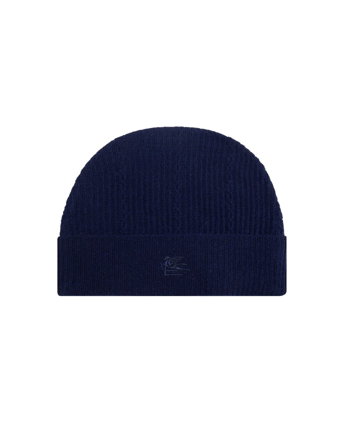 Etro Logo Embroidered Knitted Beanie - BLUE