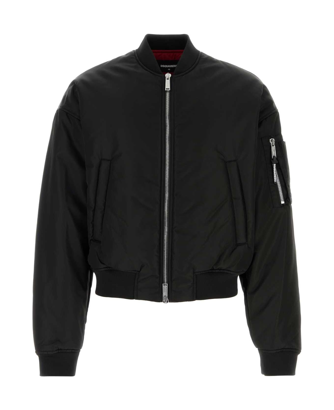 Dsquared2 Black Nylon Bomber Jacket - BLACK