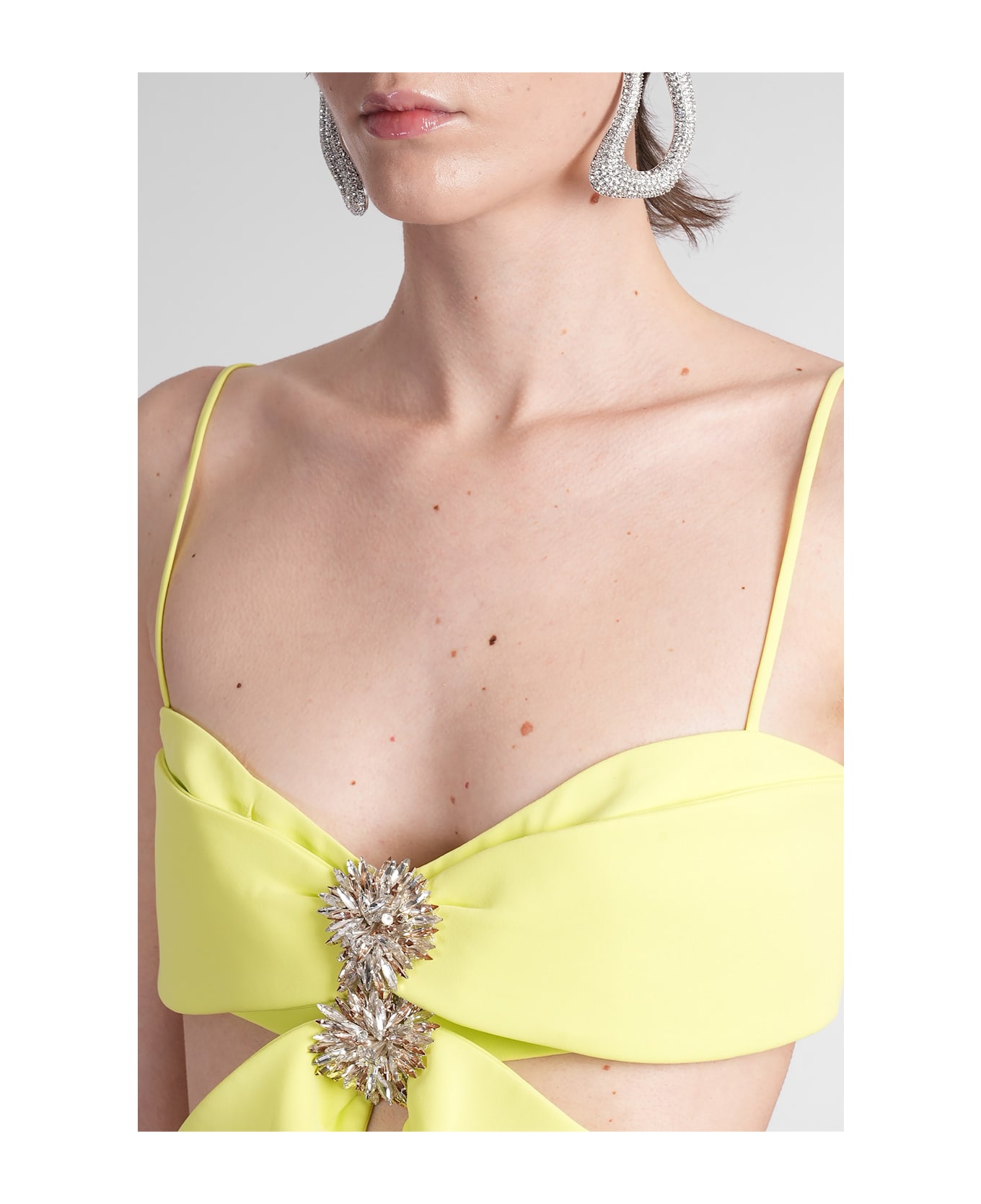Costarellos Arina Long Dress In Green Polyester - green