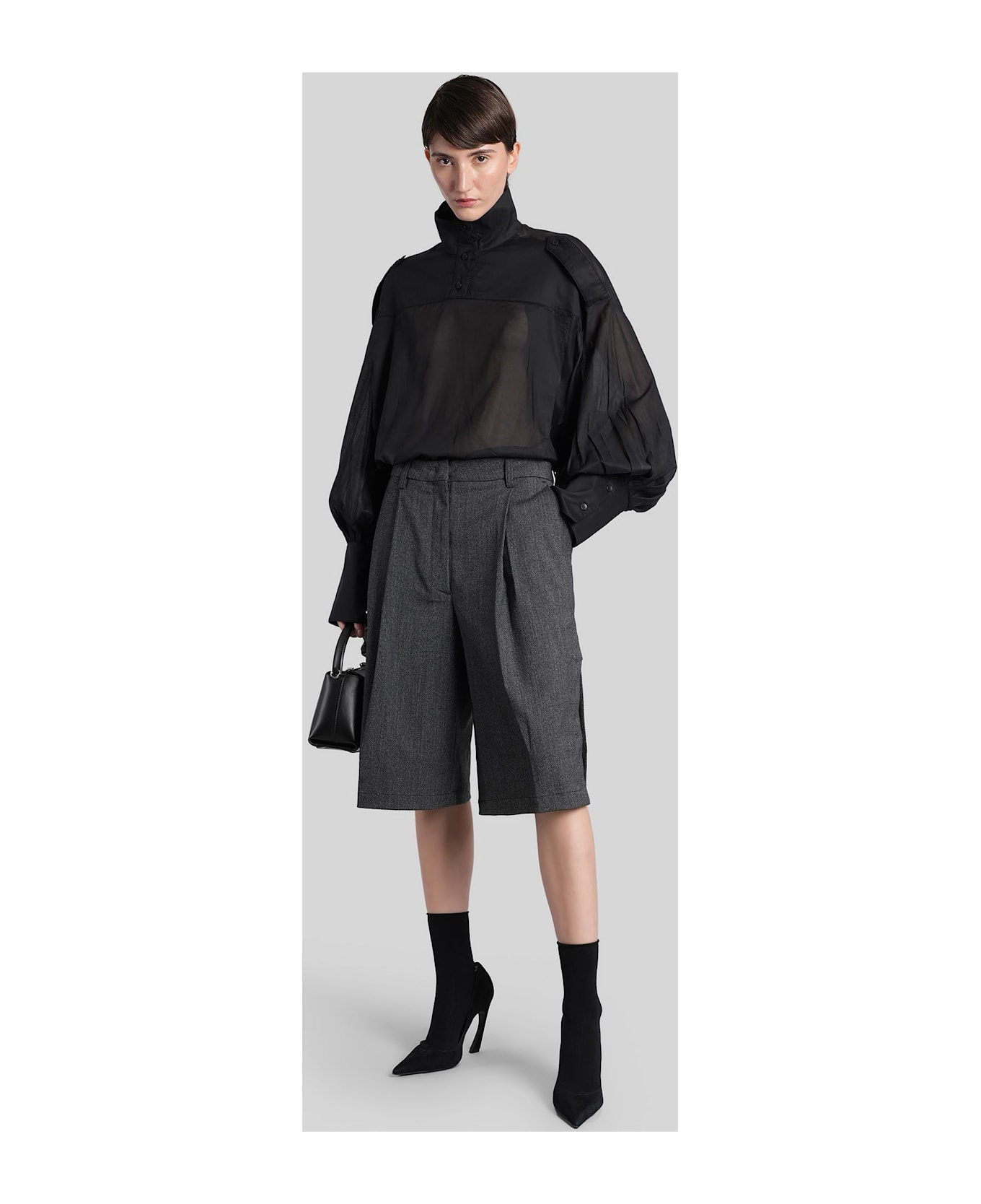 TheLatest Ciara Shirt In Black Cotton - black