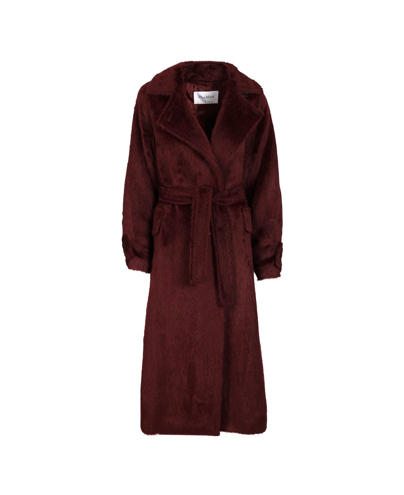 Max Mara Long Coat In Alpaca And Wool - RED