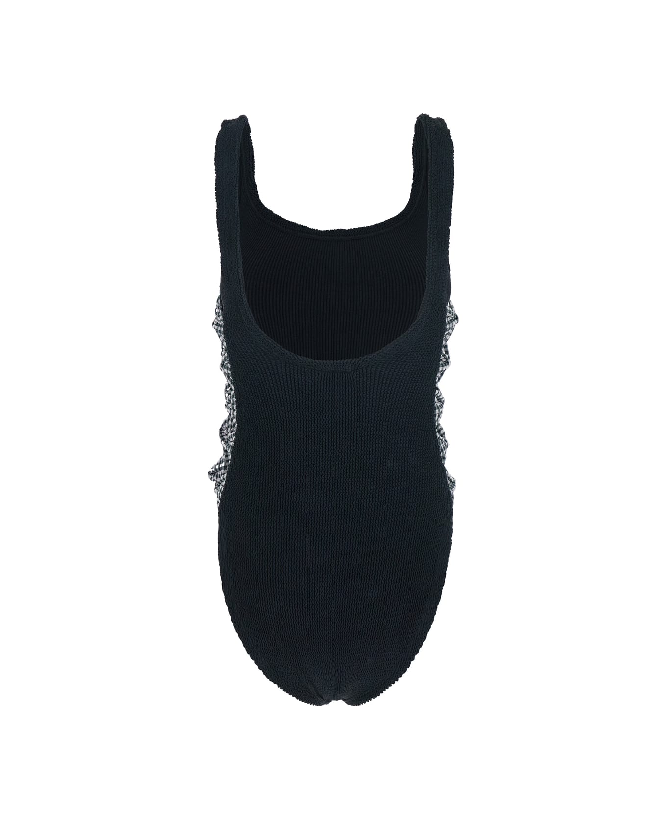 Hunza G 
tiffany
 Black Swimsuit With Square Neckline And Bow Details On The Side In Tech Fabric Stretch Woman - Black
