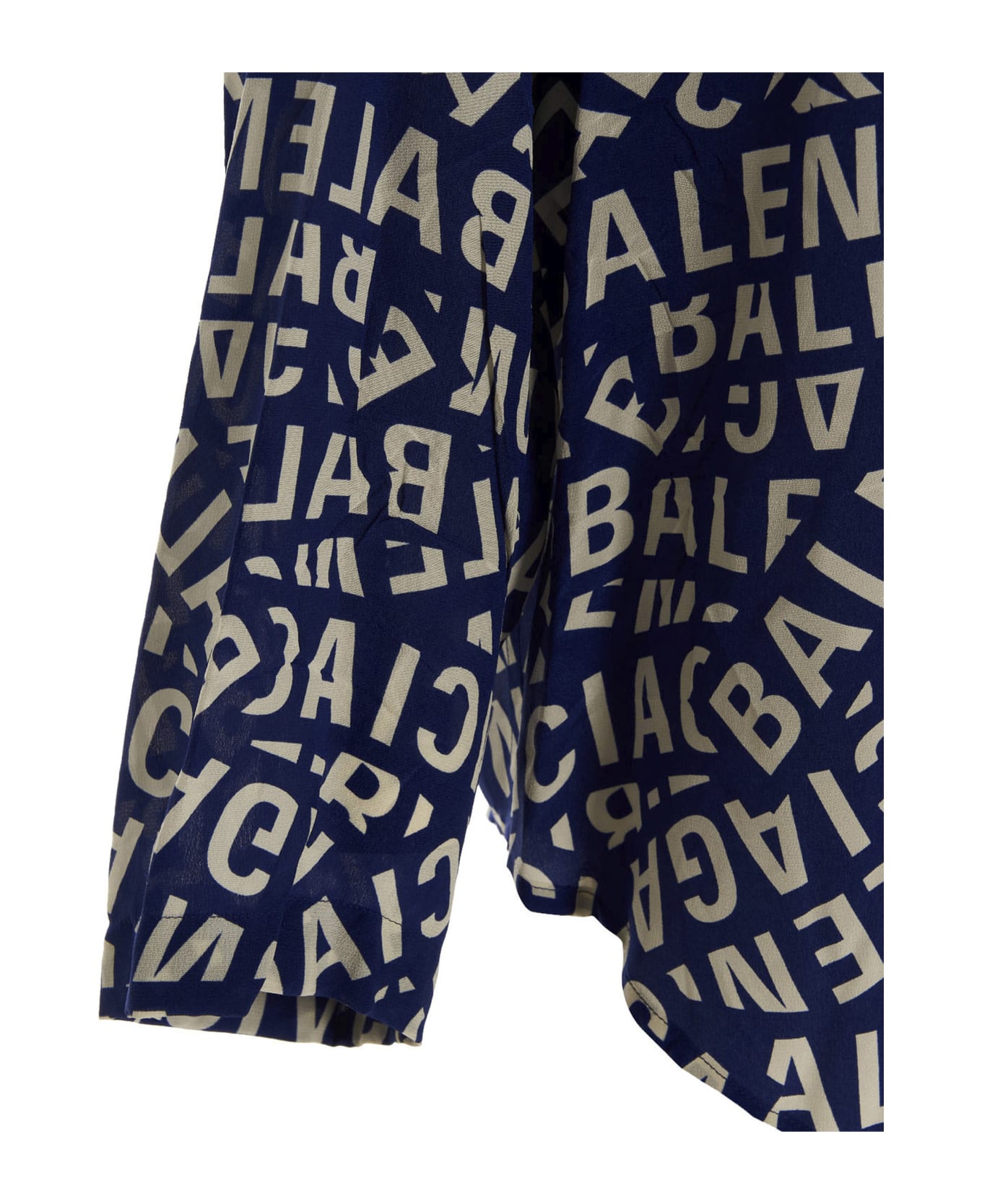 Balenciaga Printed Silk Pajama Blouse - blue シャツ