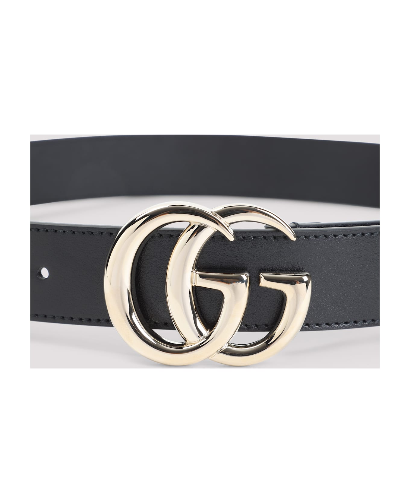 Gucci 3 Cm Gg Gold Belt - Black