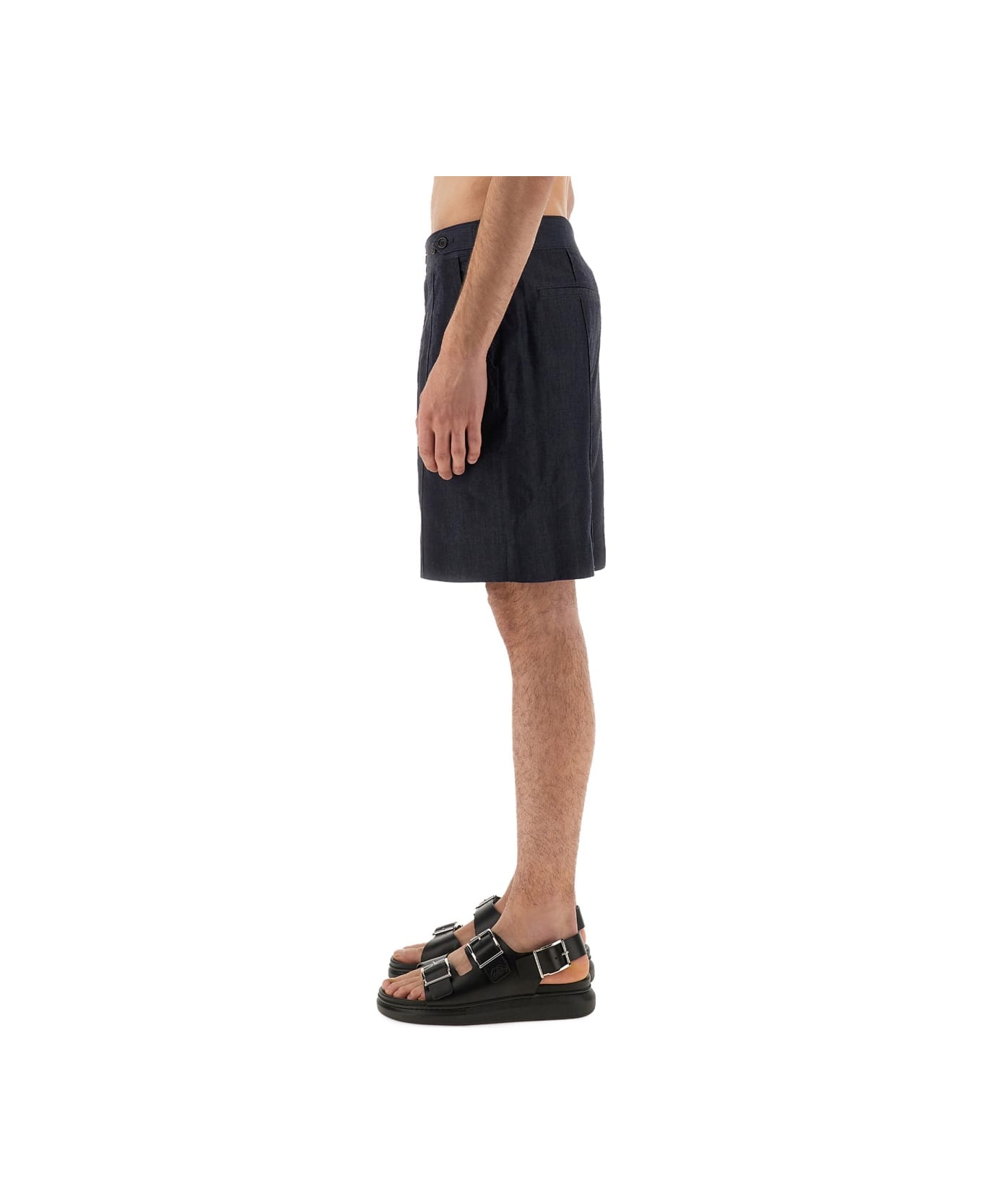 Alexander McQueen Short In Denim - Indigo