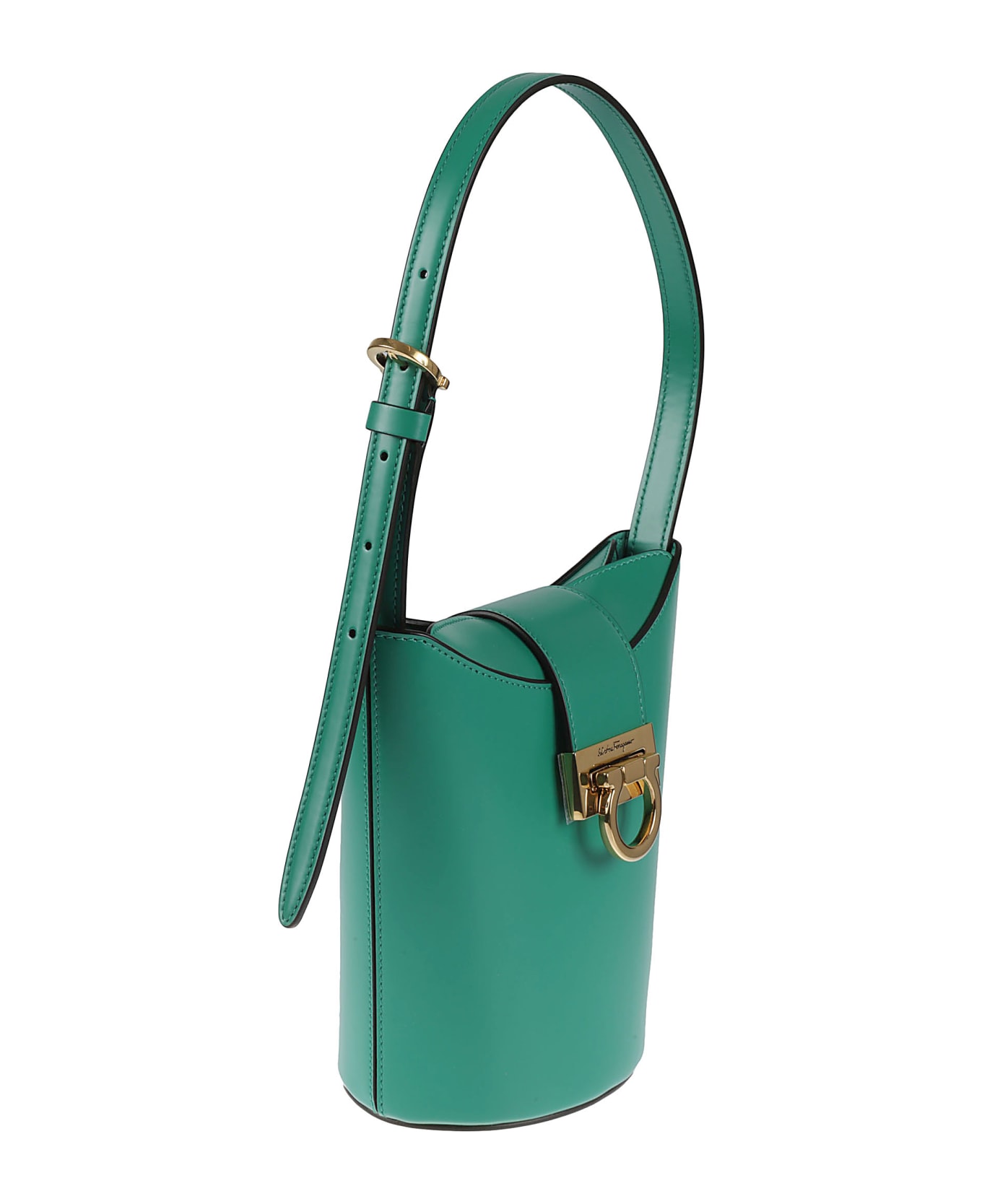 Ferragamo Flap Lock Shoulder Bag - Green