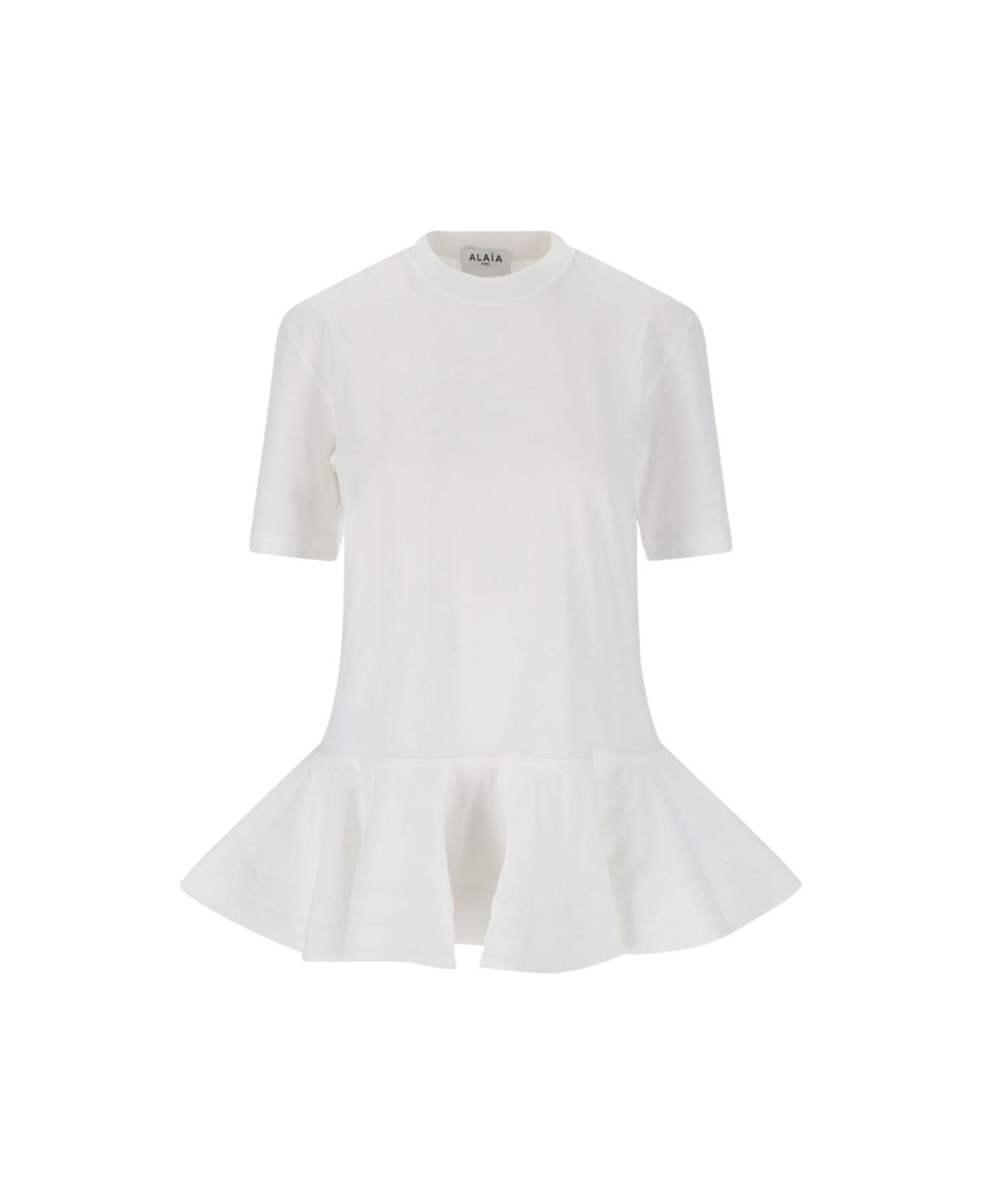 Alaia Flared T-shirt 'peplum' - White