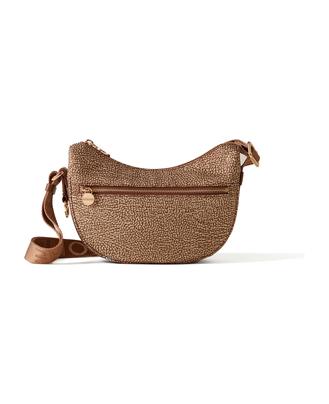 Borbonese Luna Mini Shoulder Bag In Op Fabric - BEIGE/MARRONE ショルダーバッグ