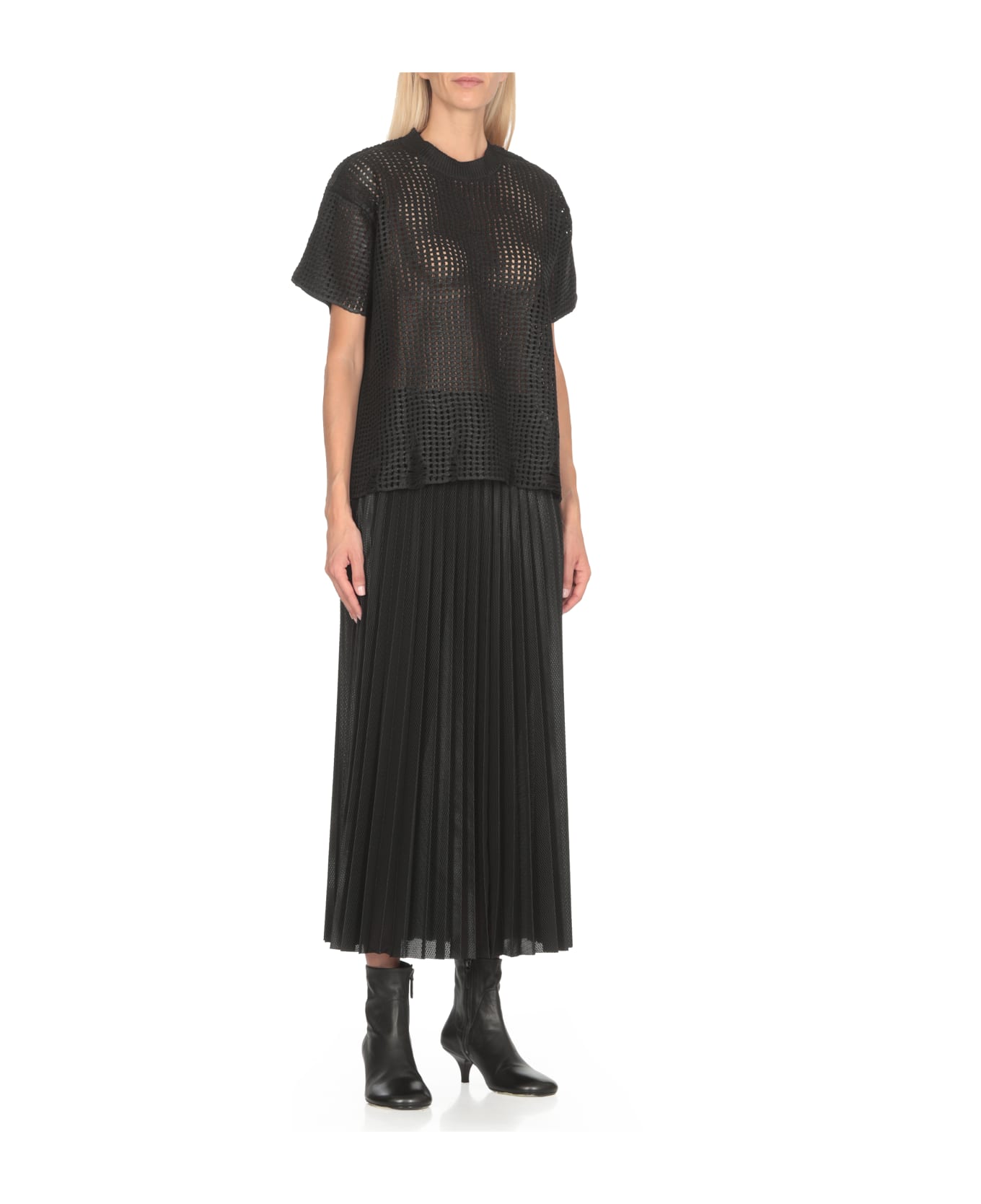 Junya Watanabe T-shirt With Net - Black